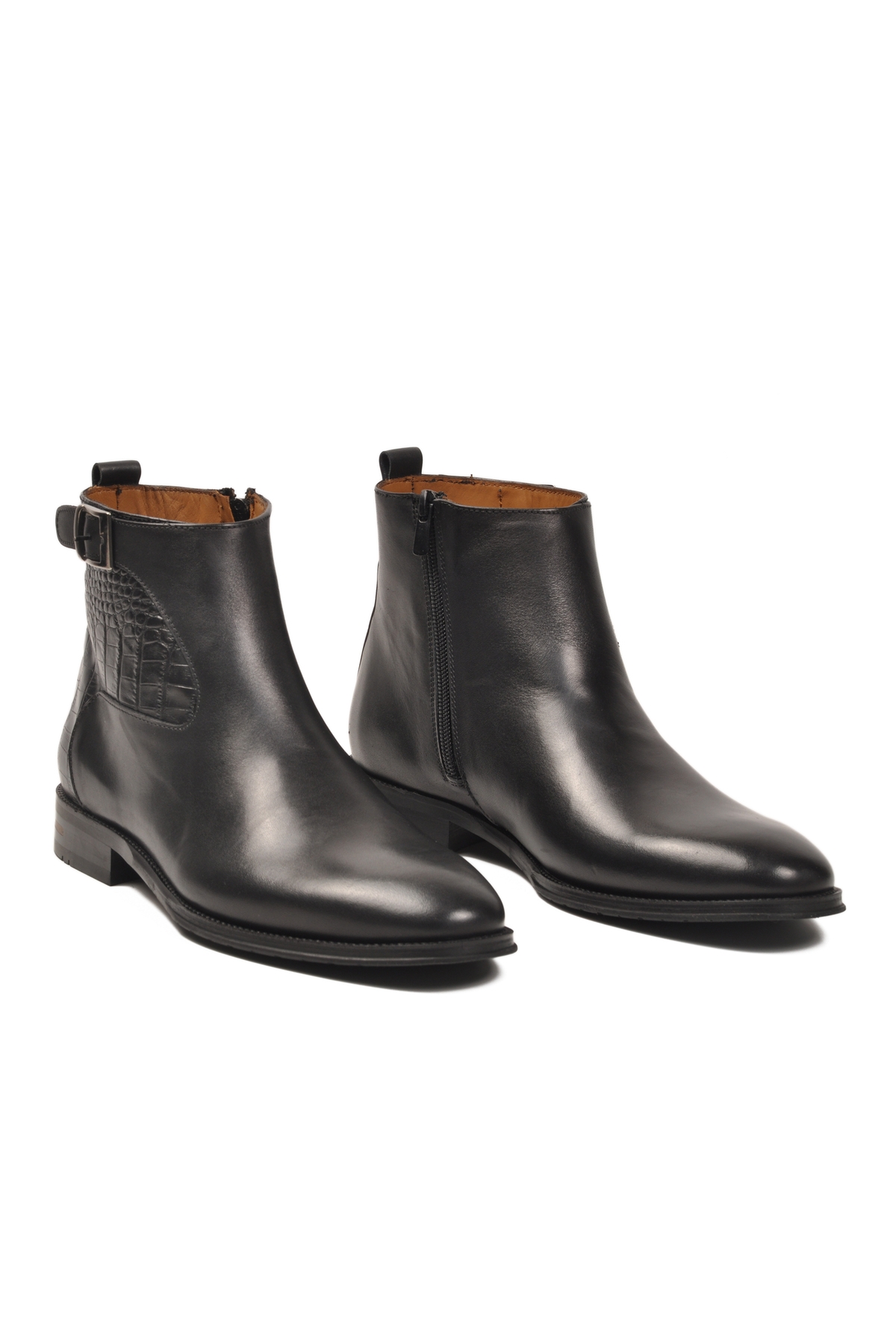 Aspor Siyah Hakiki Deri Fermuarlı Erkek Klasik Bot - Görsel 3