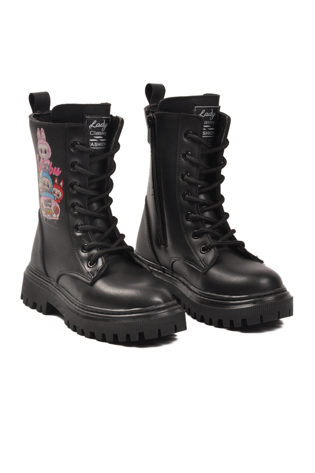 Aspor Siyah İçi Kürklü Bağcıklı Fermuarlı Kız Çocuk Bot - Görsel 3