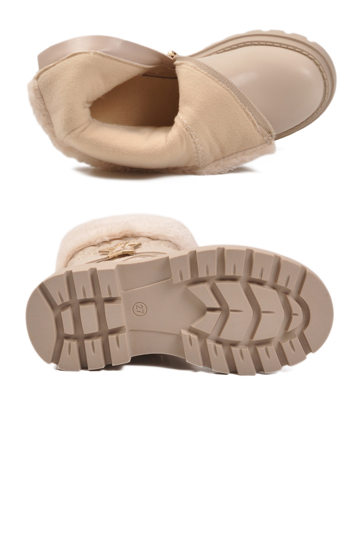 Bej İçi Polarlı Fermuarlı Kız Çocuk Bot - Görsel 5