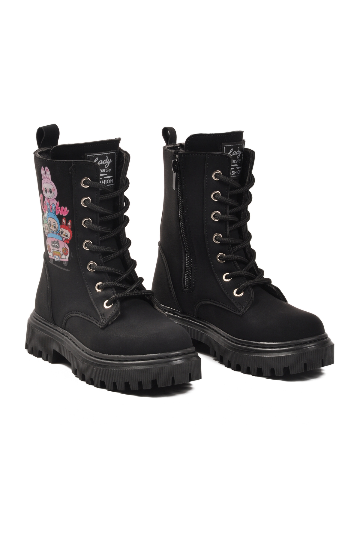 Aspor Siyah Zümrüt İçi Kürklü Bağcıklı Fermuarlı Kız Çocuk Bot - Görsel 3