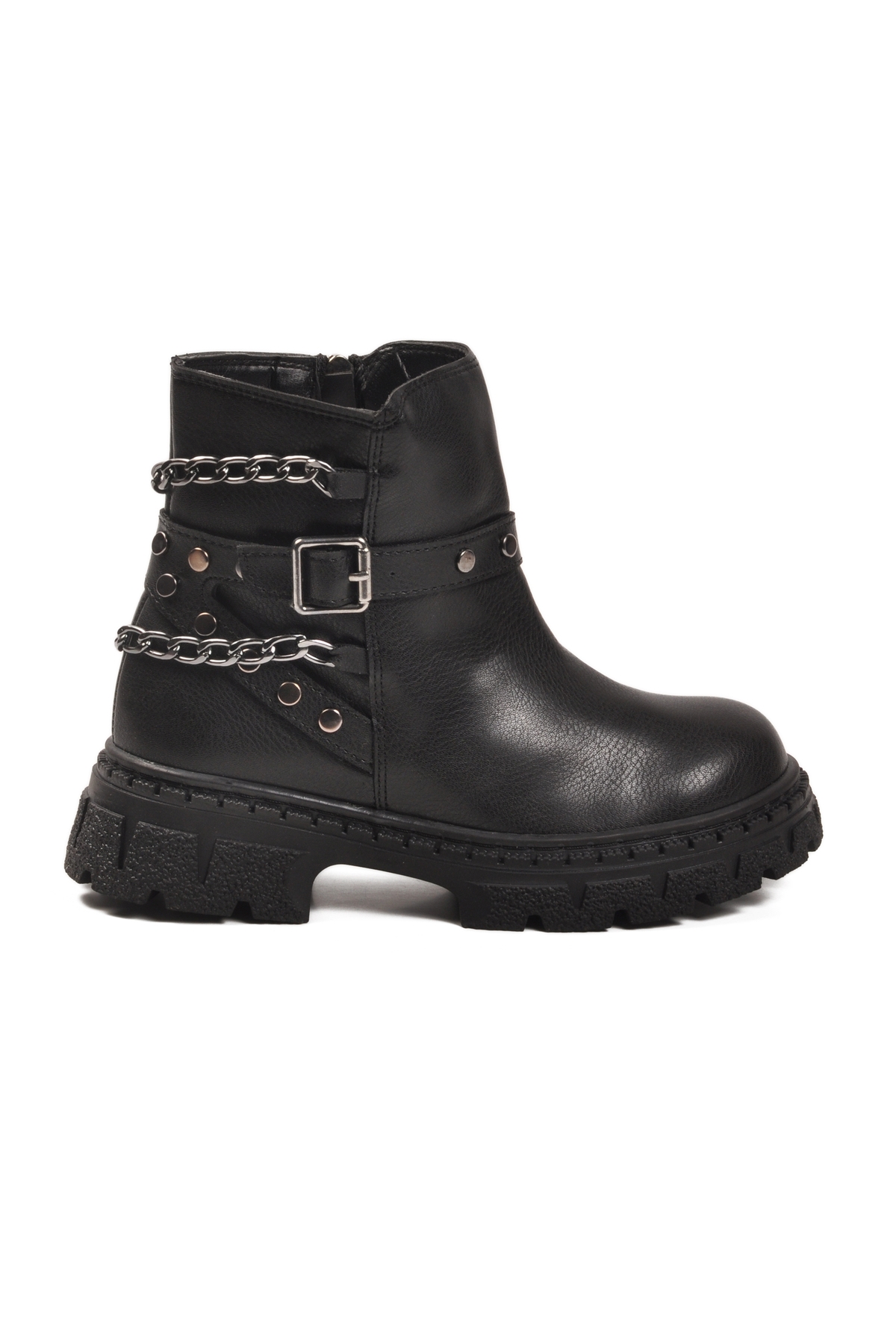 Cool Bej Siyah İçi Polarlı Fermuarlı Kız Çocuk Bot model görseli