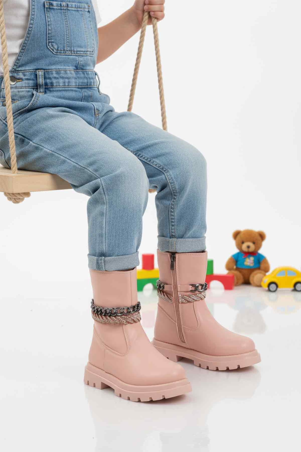 Cool Siyah İçi Polarlı Fermuarlı Kız Çocuk Bot model görseli