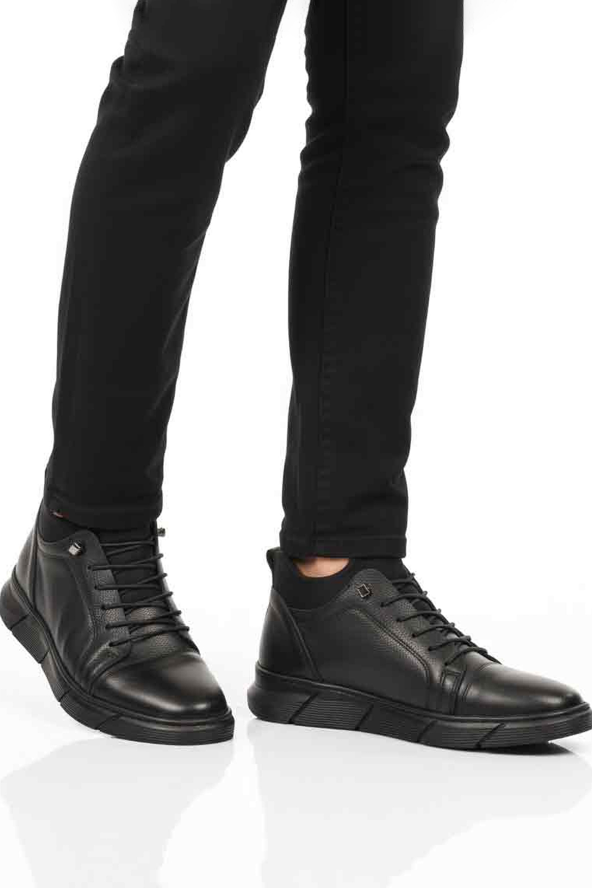 Aspor Siyah Hakiki Deri Ortopedik Erkek Casual Ayakkabı