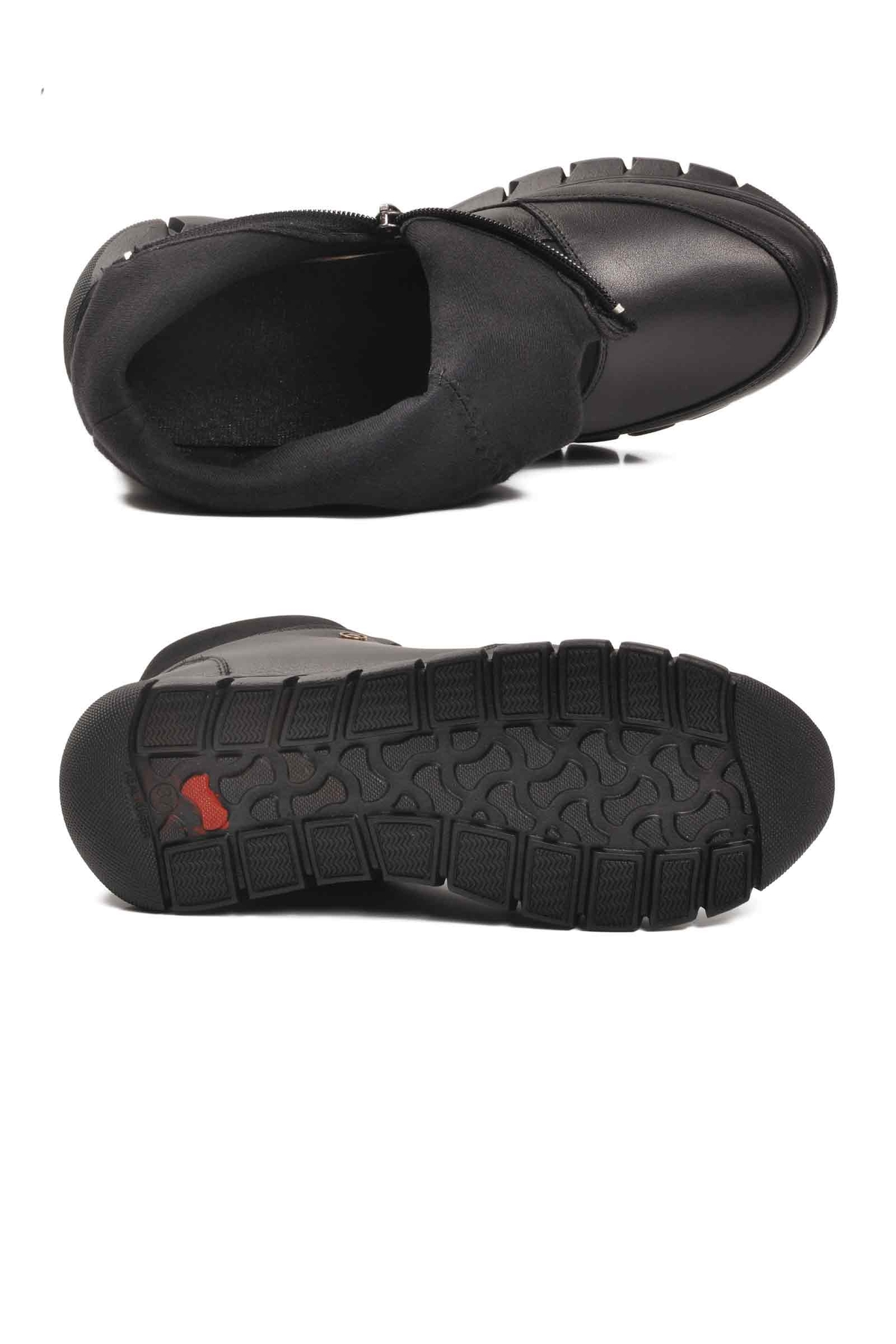 Aspor Siyah Hakiki Deri İçi Polarlı Fermuarlı Kadın Düz Bot - Görsel 5