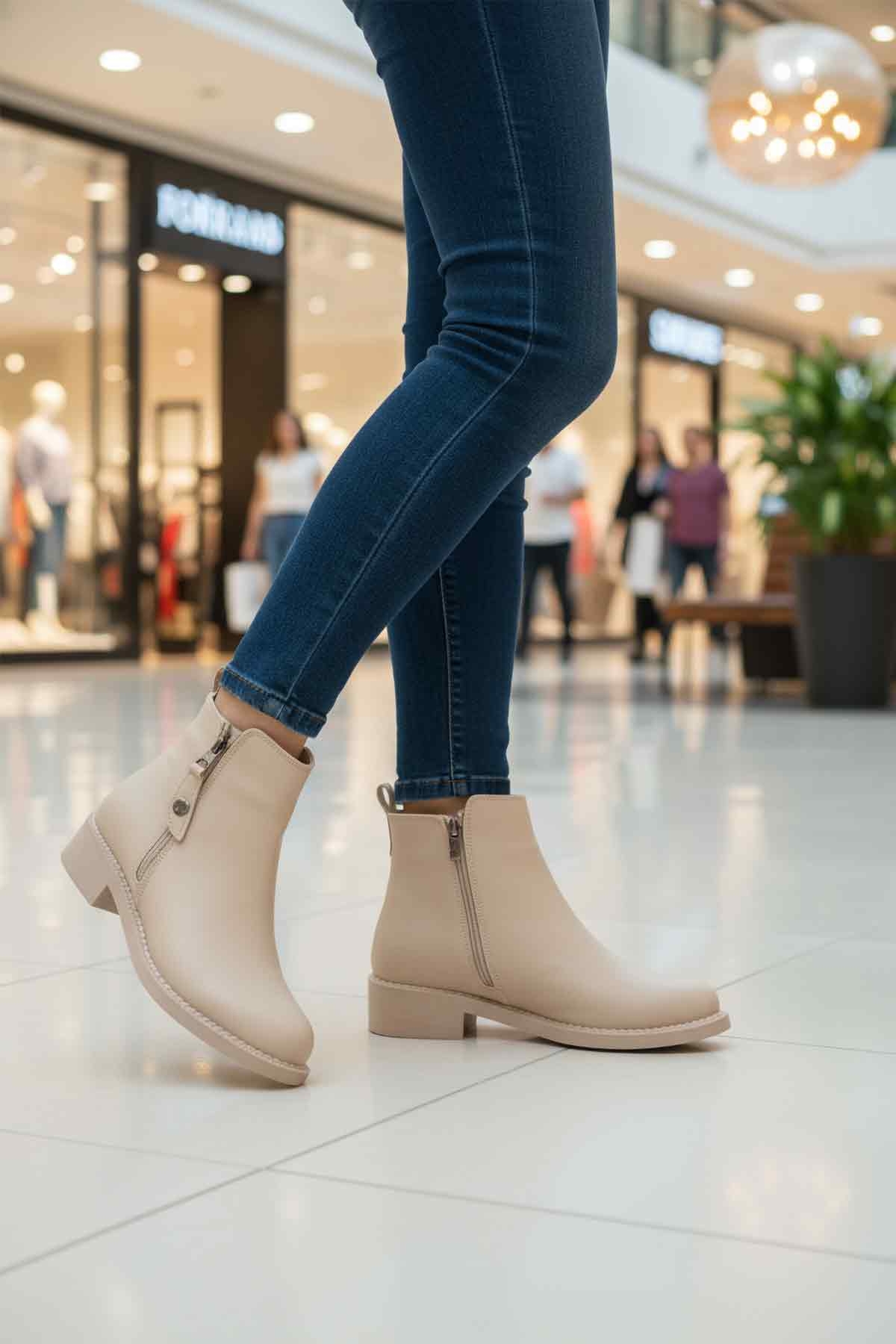 Aspor Bej İçi Polarlı Kadın Topuklu Bot - Görsel 3