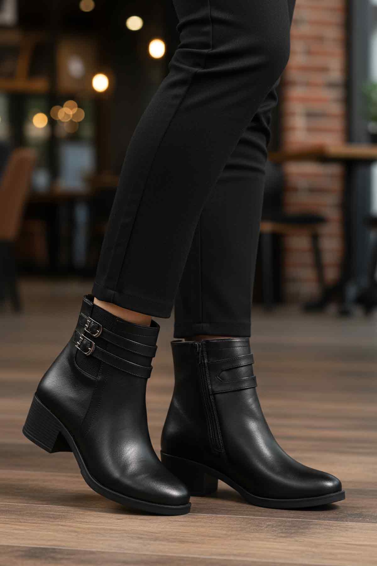 Aspor Siyah İçi Kürklü Kadın Topuklu Bot - Görsel 3