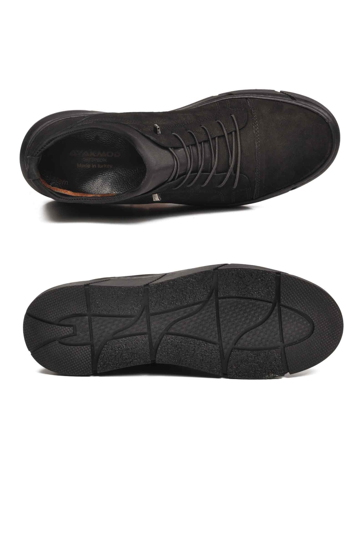 Aspor Siyah Nubuk Hakiki Deri Ortopedik Erkek Casual Ayakkabı - Görsel 5