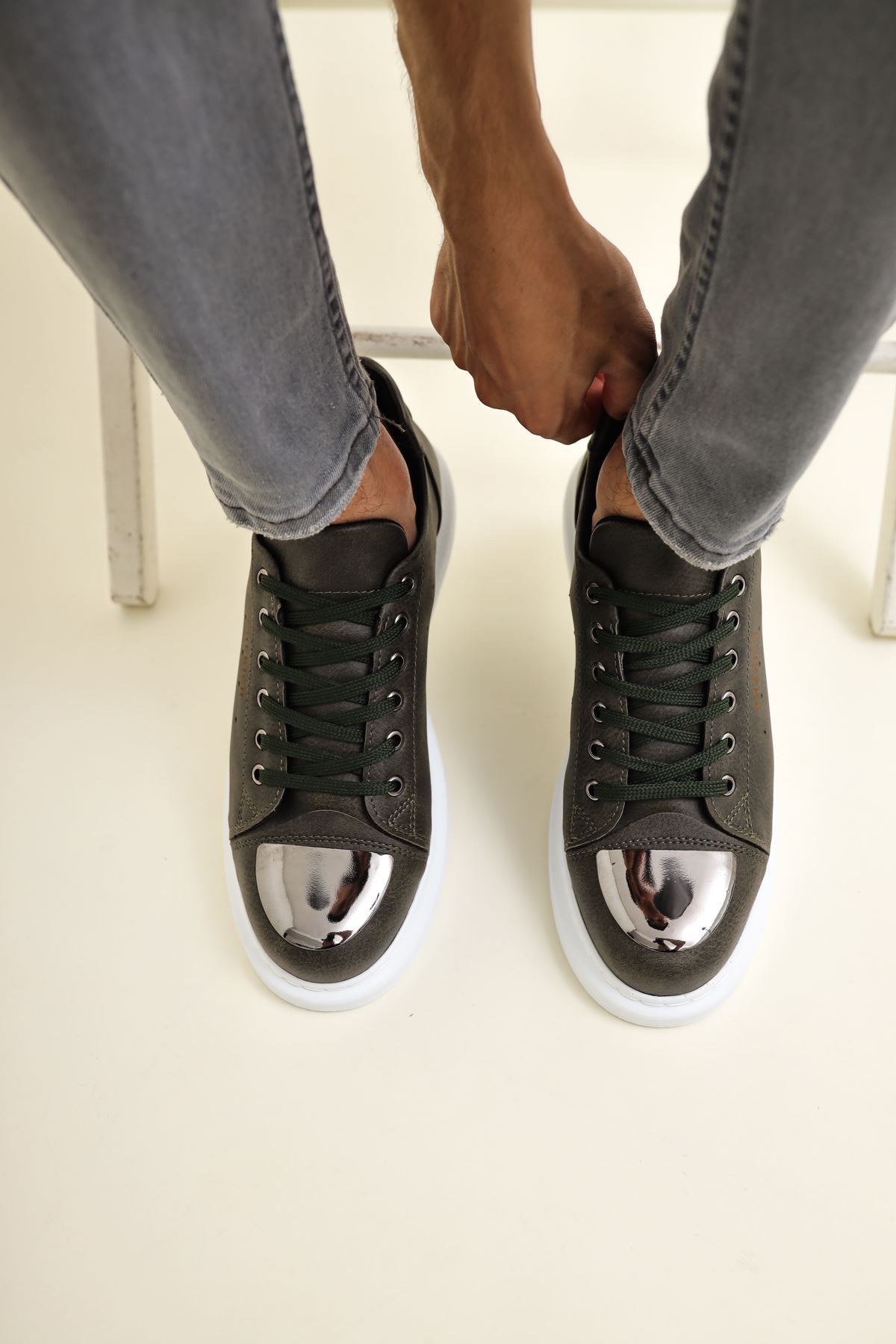 Bağcıklı Erkek Günlük Ayakkabı Haki - Görsel 3