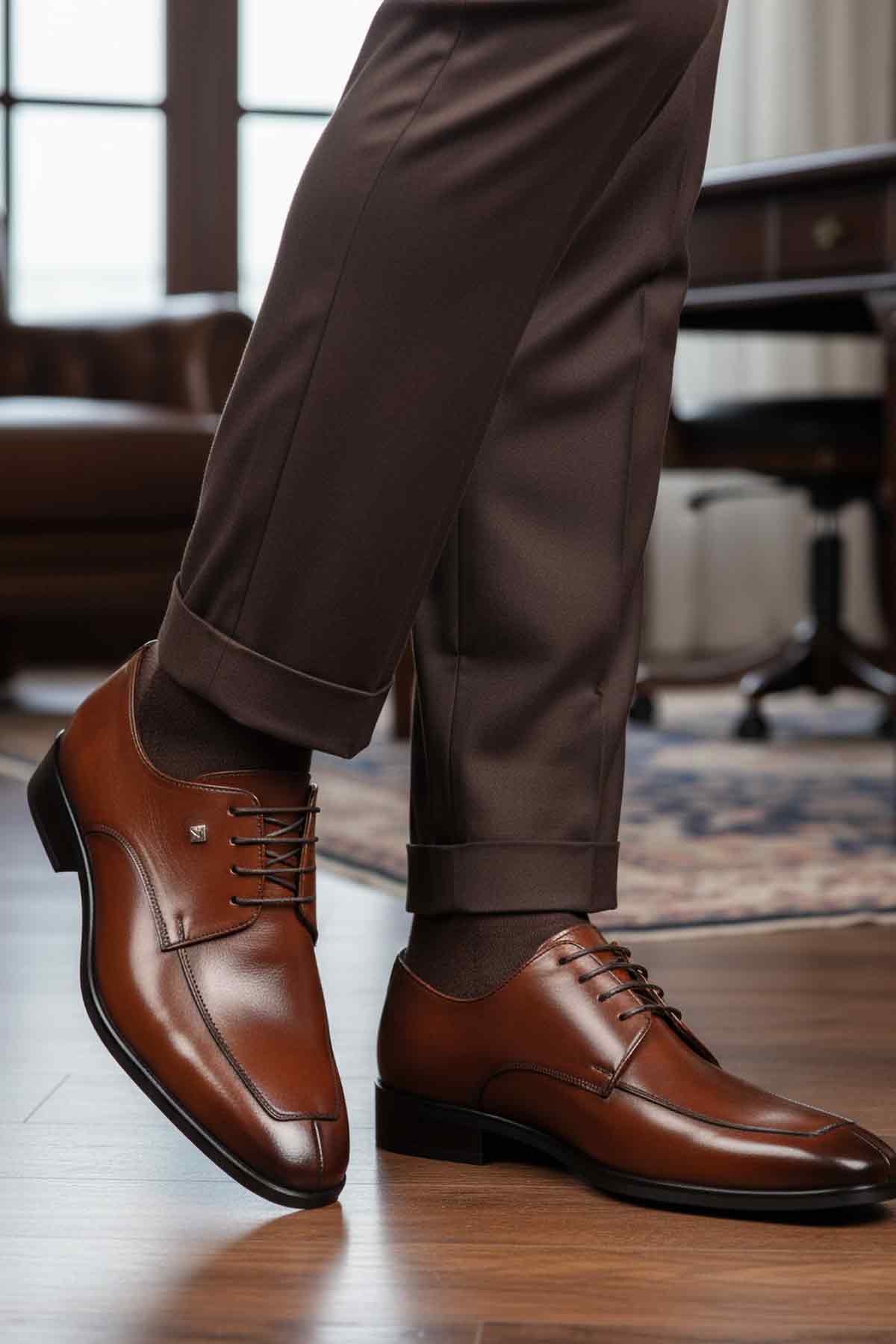 Taba Hakiki Deri Erkek Klasik Ayakkabı - Görsel 3