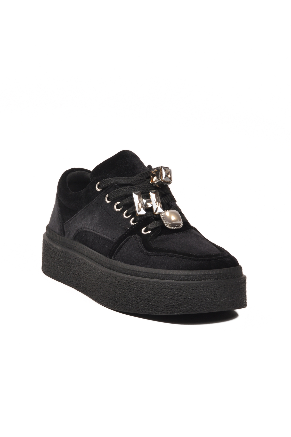 Siyah Nubuk Bağcıklı Yüksek Taban Kadın Sneaker - Görsel 3