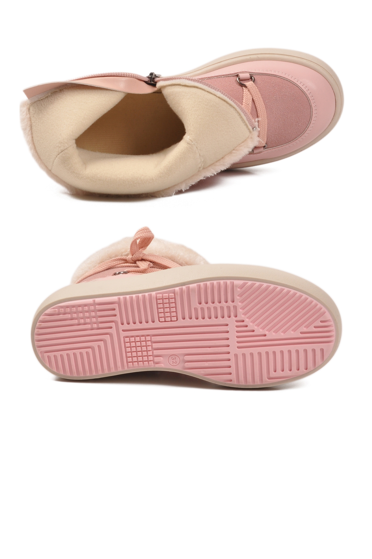 Pudra Fermuarlı Kız Çocuk Düz Bot - Görsel 5