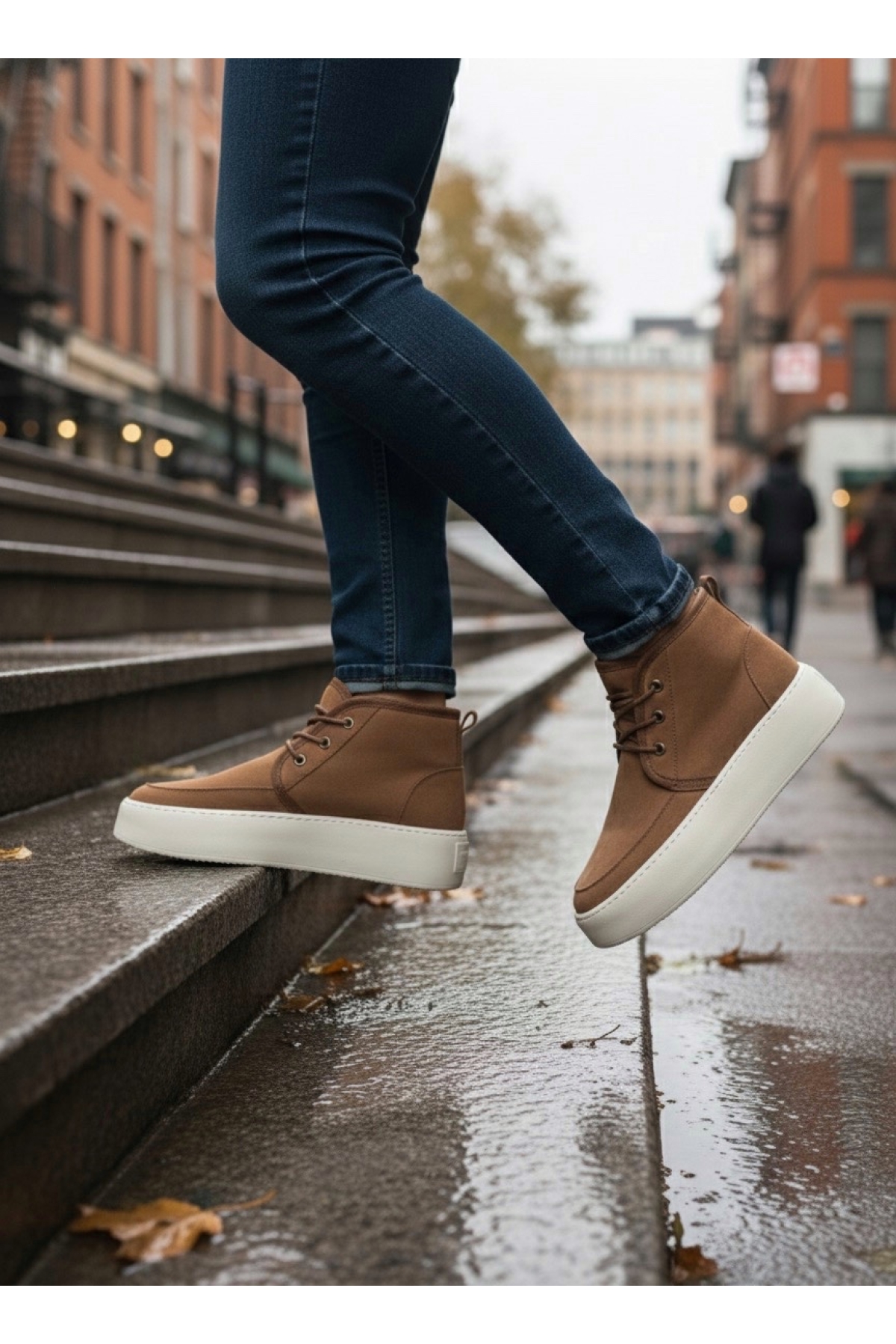 Bağcıklı İçi Kürklü Erkek Sneaker Bot TABA SÜET (KREM TABAN) - Görsel 2