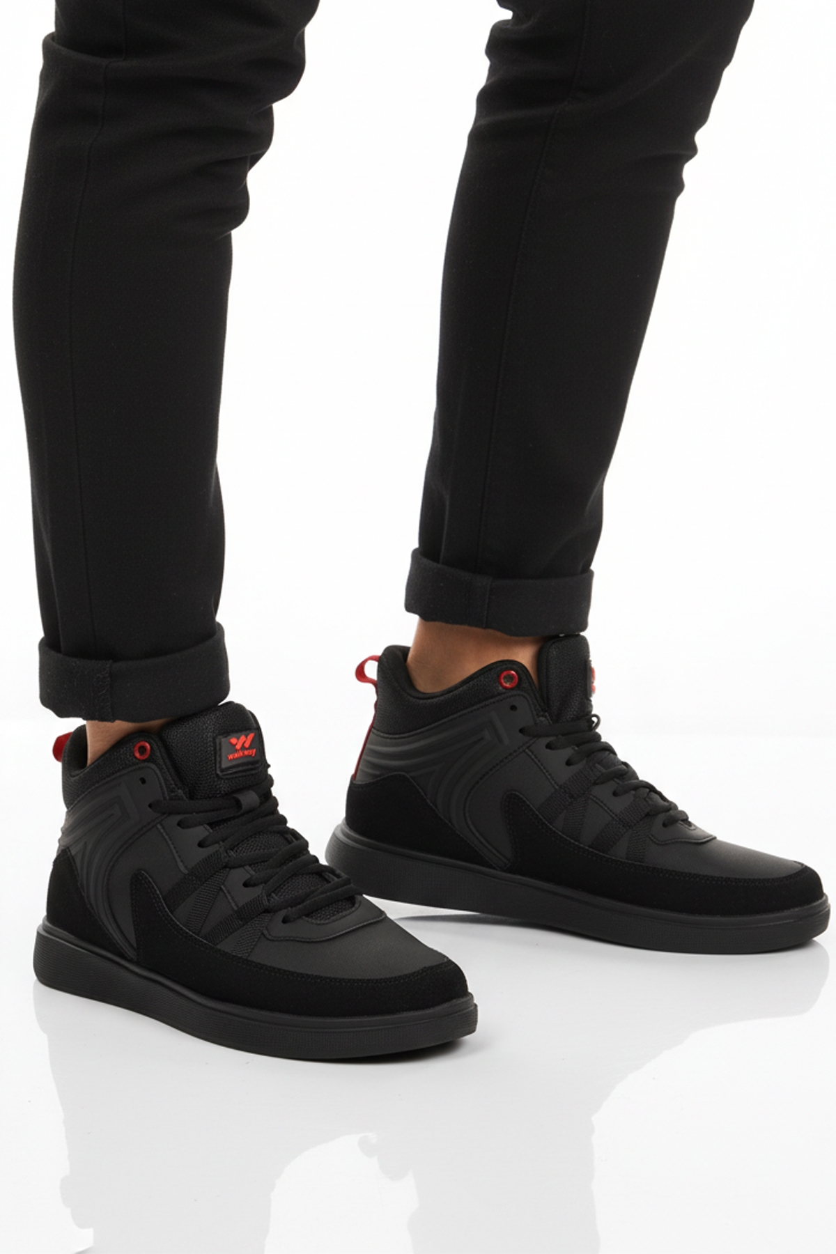 Siyah Bağcıklı Erkek Hi Sneaker