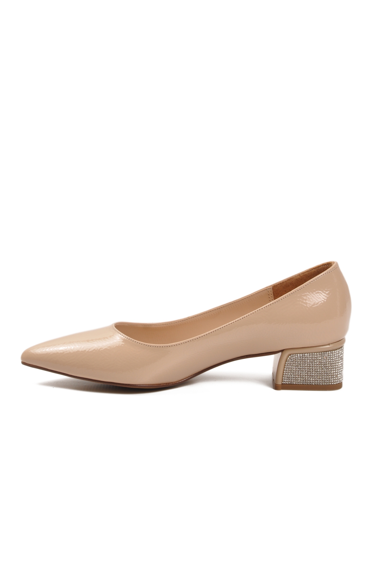 Aspor Bej Kırışık Taş İşlemeli Kadın Topuklu Ayakkabı - Görsel 4