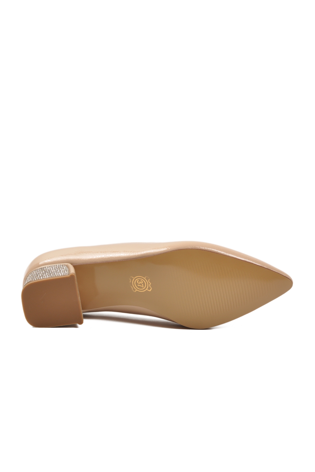 Aspor Bej Kırışık Taş İşlemeli Kadın Topuklu Ayakkabı - Görsel 5