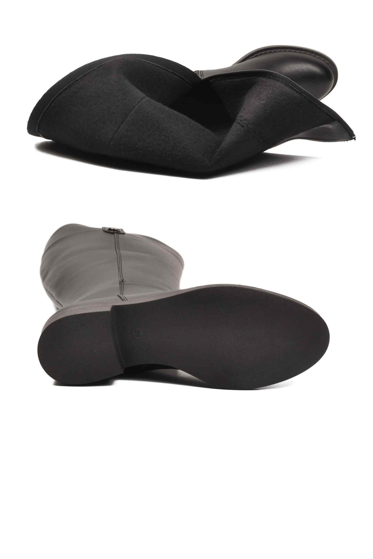 Aspor Siyah İçi Polarlı Fermuarlı Kadın Topuklu Çizme - Görsel 5