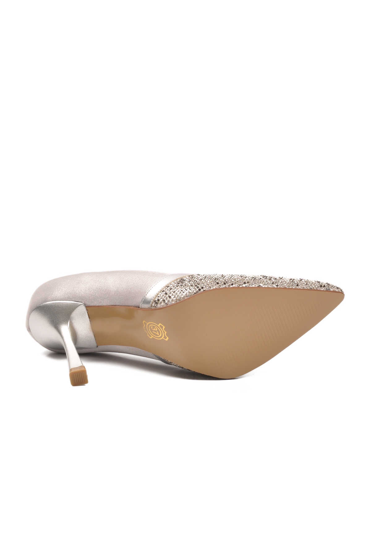 Aspor Gümüş Saten Taş İşlemeli Kadın Abiye Ayakkabı - Görsel 5