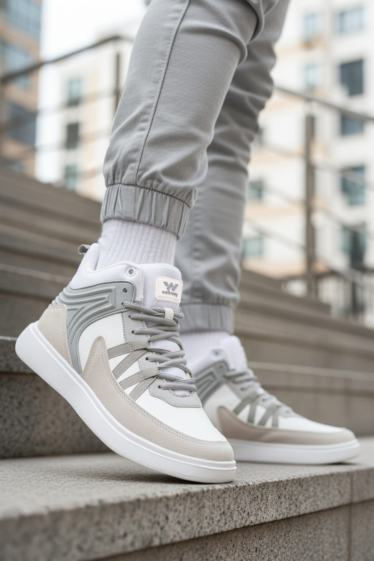 Buz Bağcıklı Erkek Hi Sneaker - Görsel 3