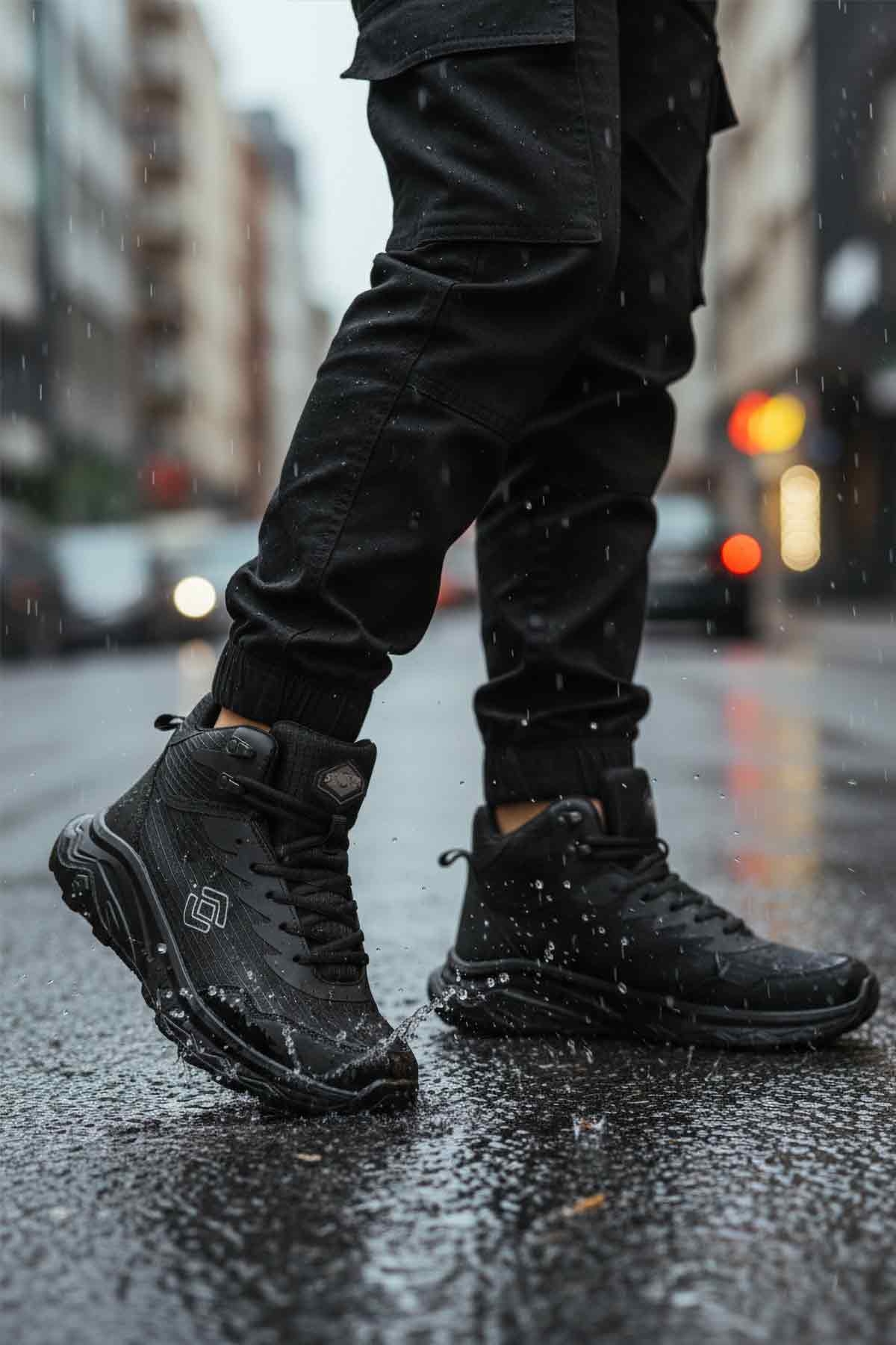 Siyah Su Geçirmez Bağcıklı Unisex Outdoor Bot - Görsel 3