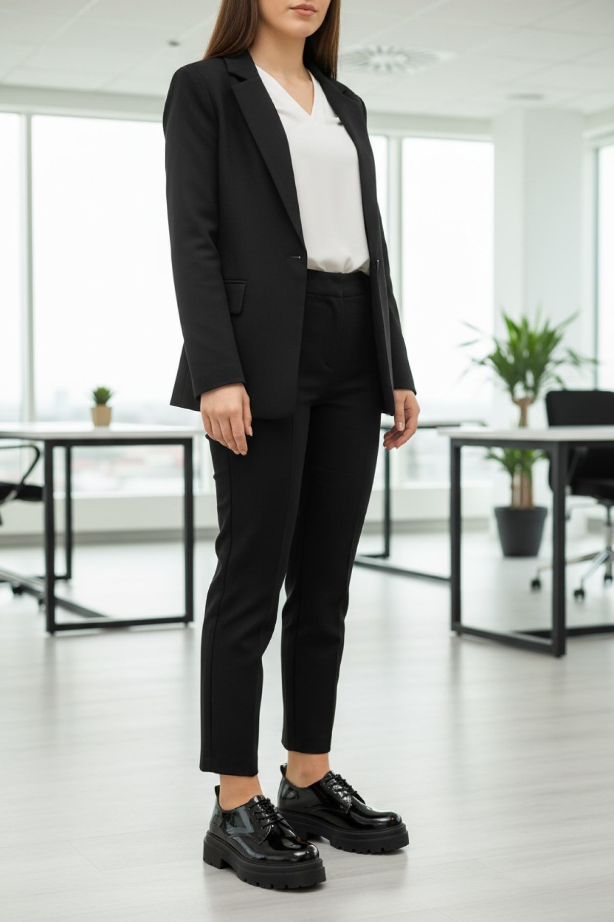 25K-2110 5PR Siyah Kadın Oxford Ayakkabı - Görsel 3