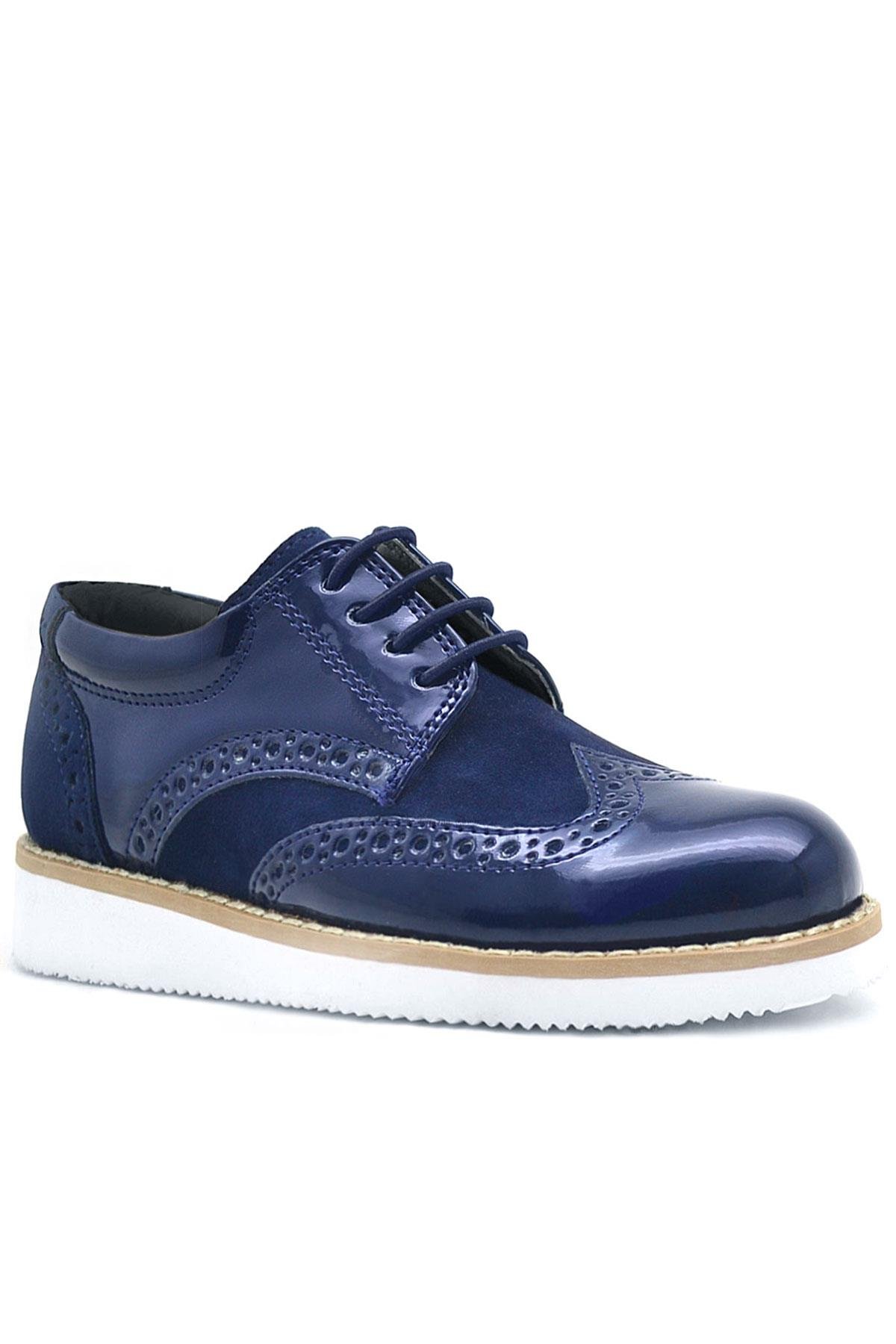 Hidra Lacivert Rugan Beyaz Yüksek Tabanlı Erkek Çocuk Klasik Ayakkabı - Görsel 2