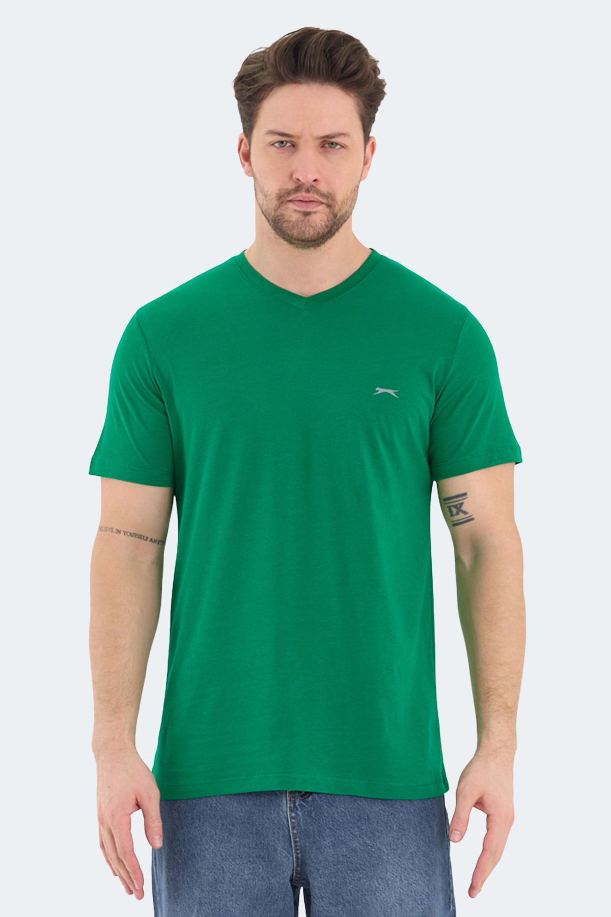 Slazenger RIVALDO Erkek V Yaka Yeşil Tişört