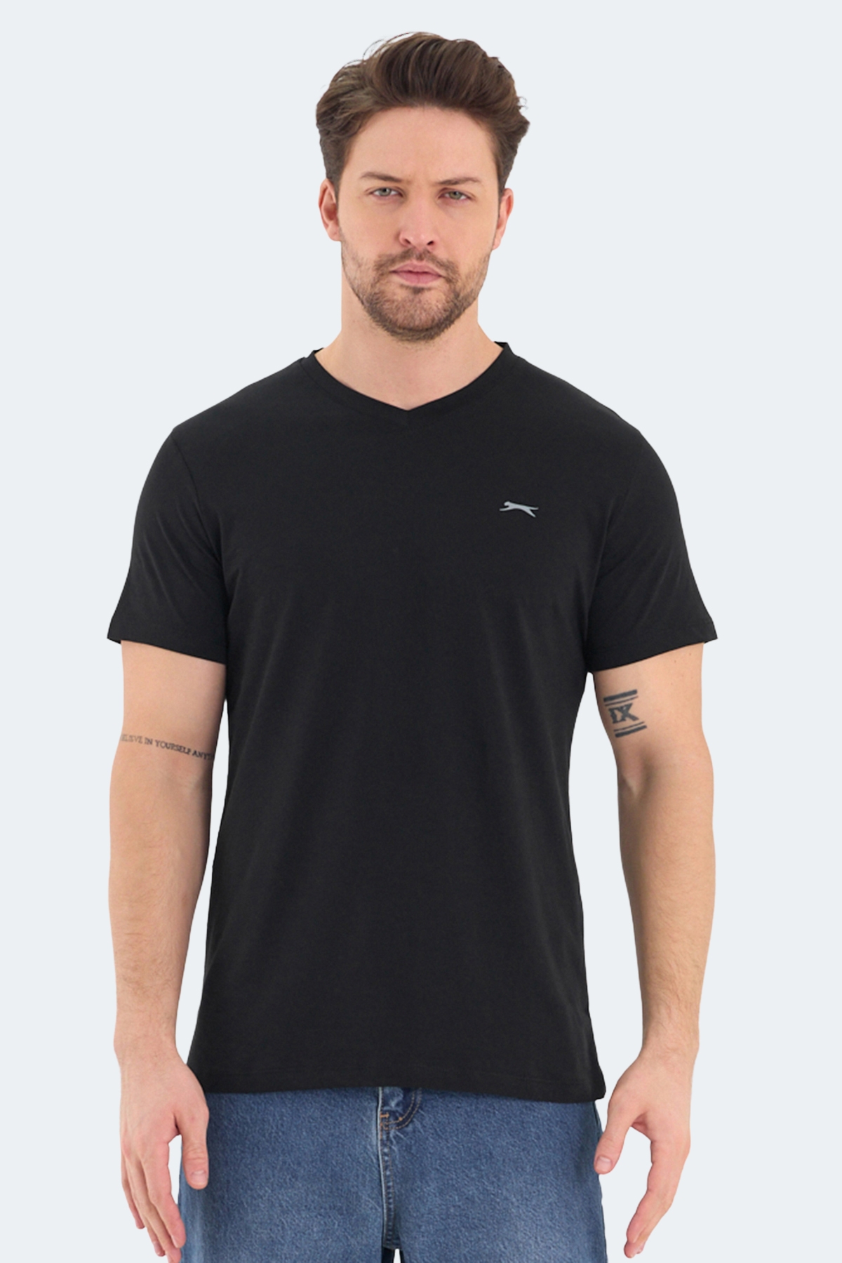 Slazenger RIVALDO Erkek V Yaka Siyah Tişört