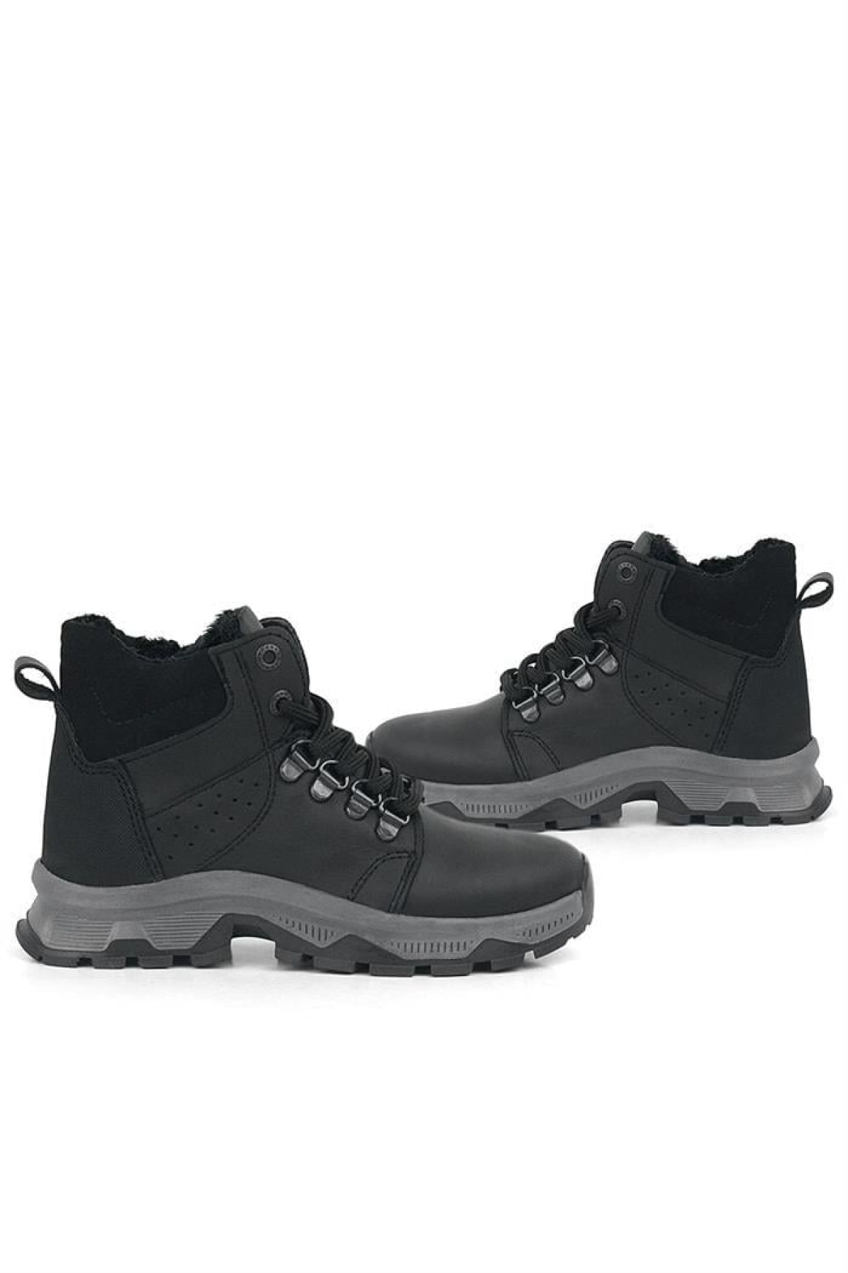 Rakerplus Siyah Rakerplus Hakiki Deri Fermuarlı Trekking Erkek Çocuk Bot