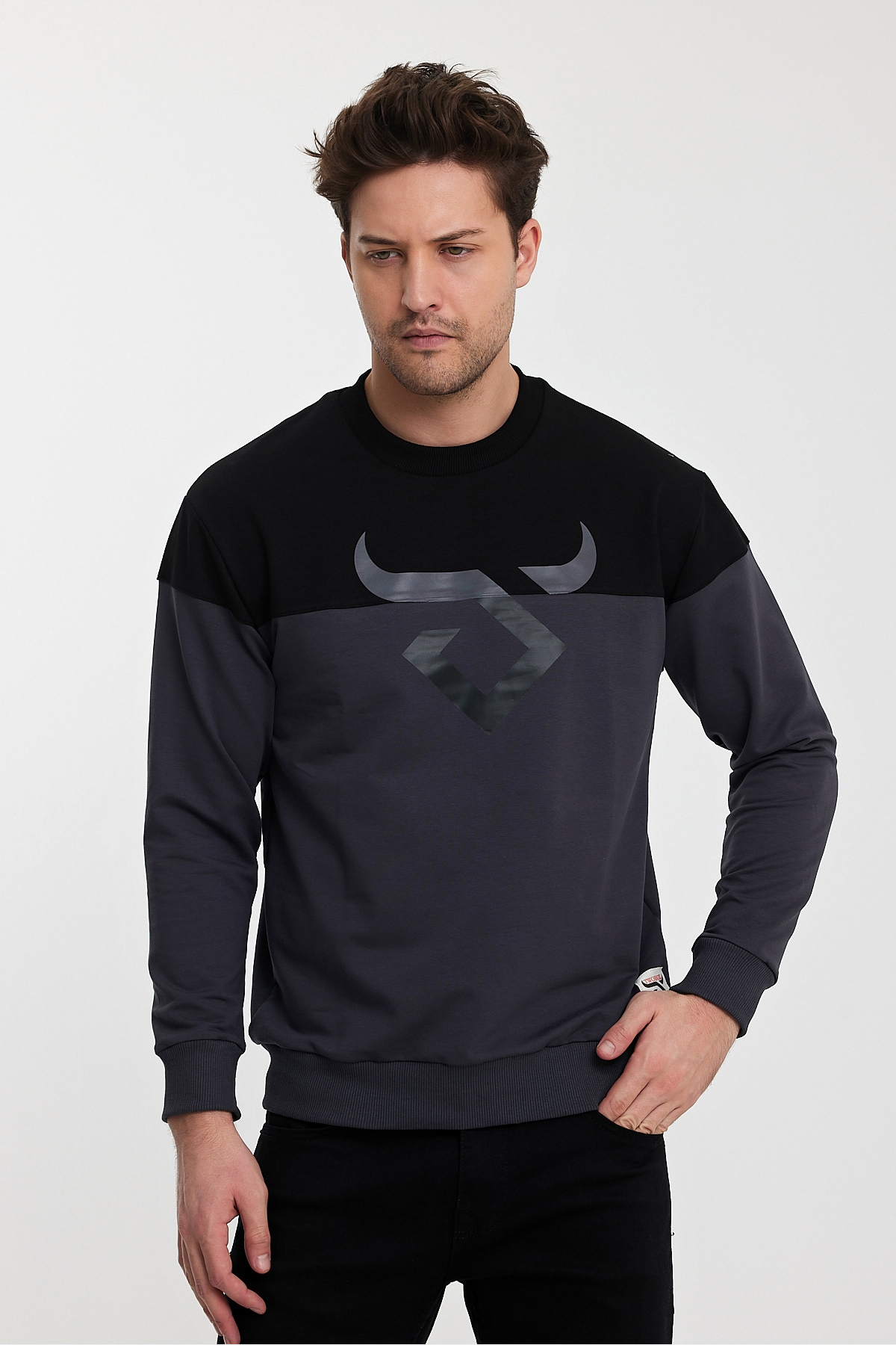 Twobull HELSİNKİ Erkek Siyah / Füme Sweatshırt