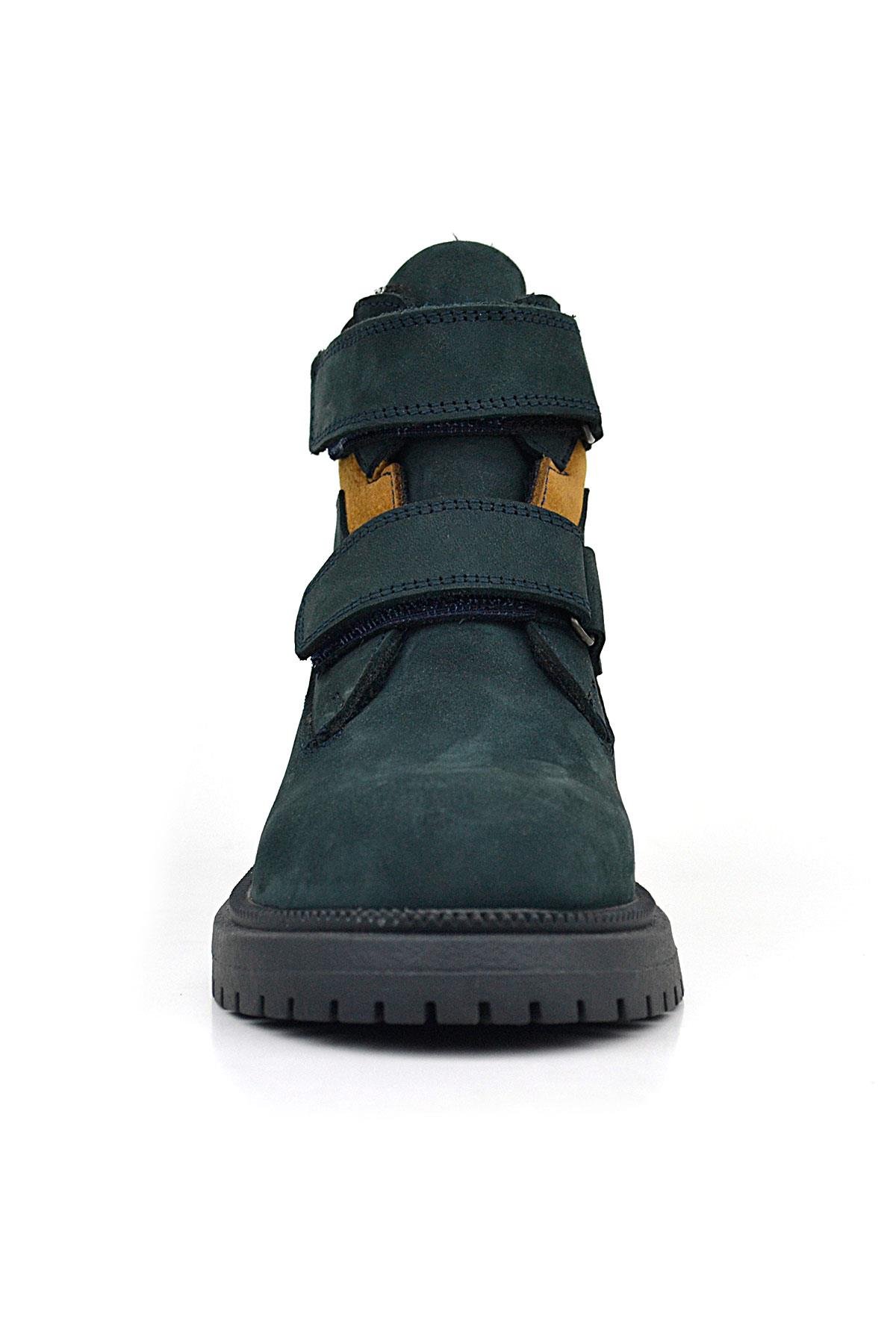 Rakerplus Yeşil Rakerplus Hakiki Deri Koyu Taba Cırt Cırtlı Kışlık Çocuk Bot