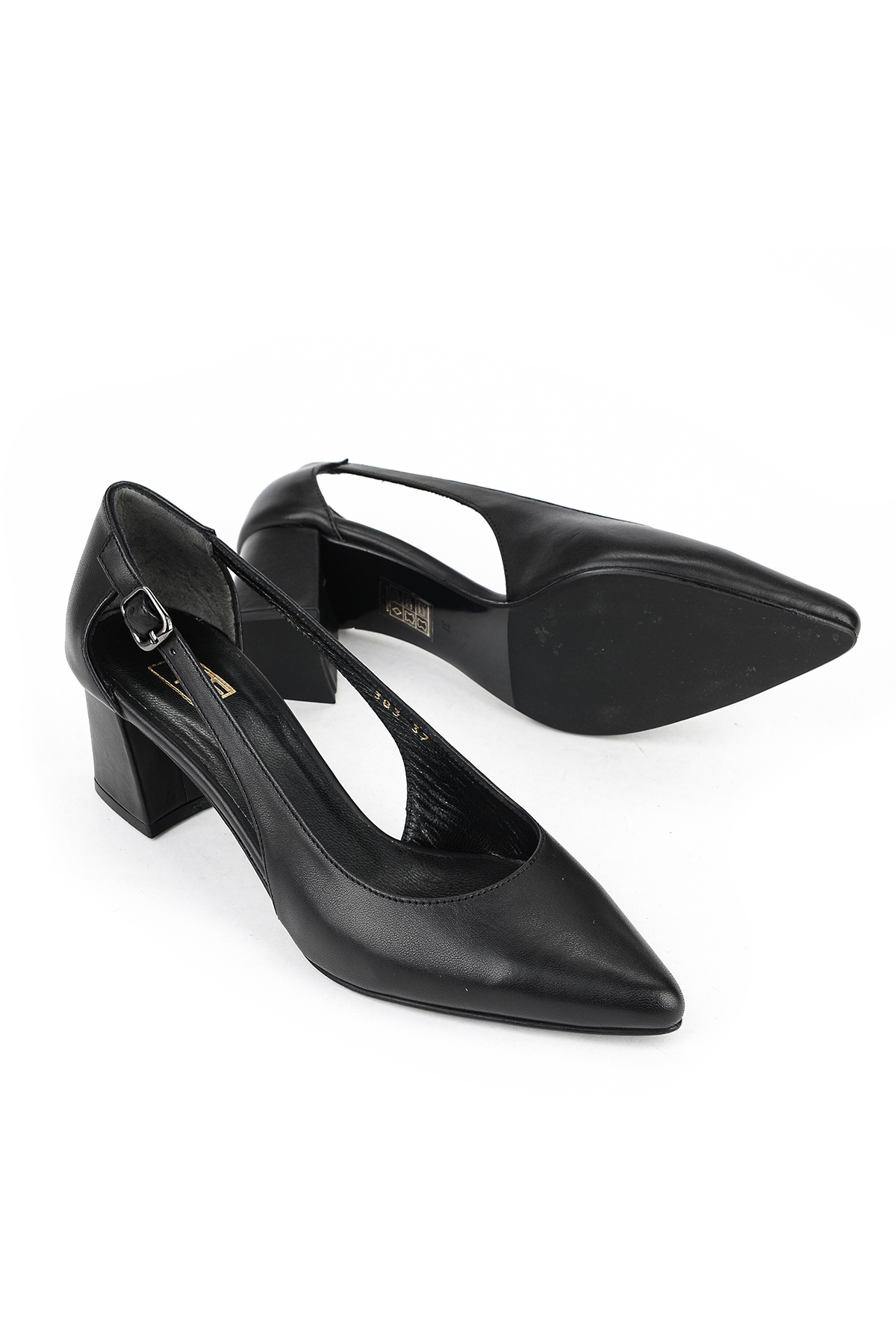 Kadın Hakiki Deri Topuklu Ayakkabı 1611030Z383 Siyah - Görsel 5