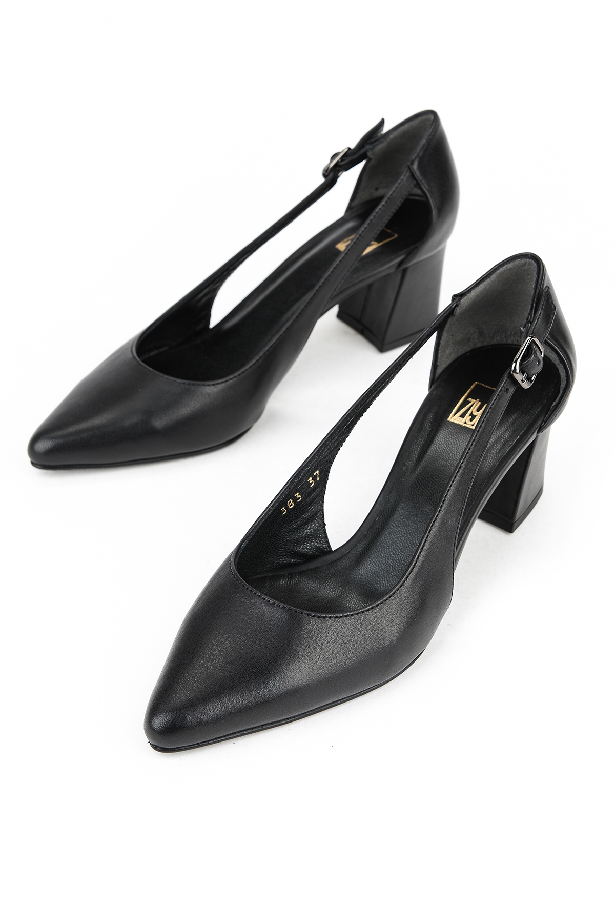 Kadın Hakiki Deri Topuklu Ayakkabı 1611030Z383 Siyah - Görsel 6