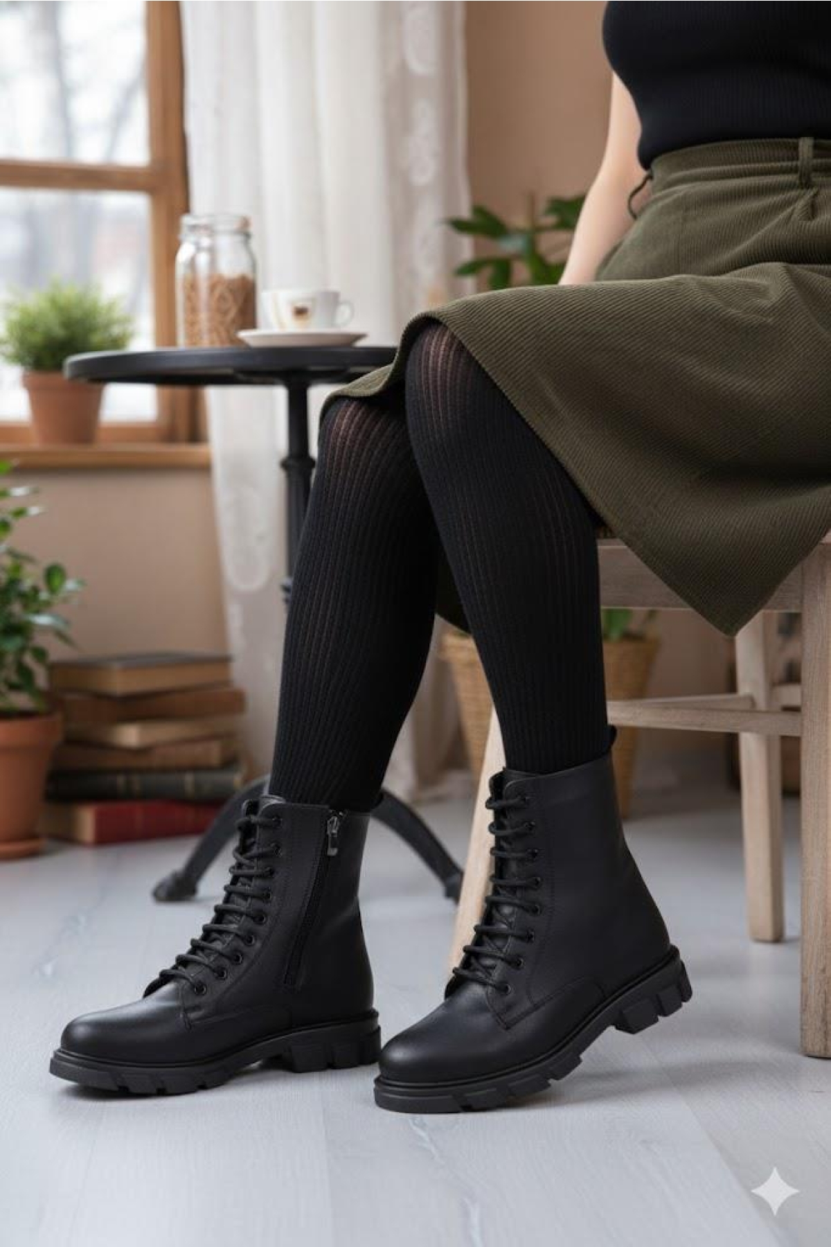 6085 Sedef Rahat Hafif Kaymaz Taban Sıcak Astar Kadın Bot - Görsel 4