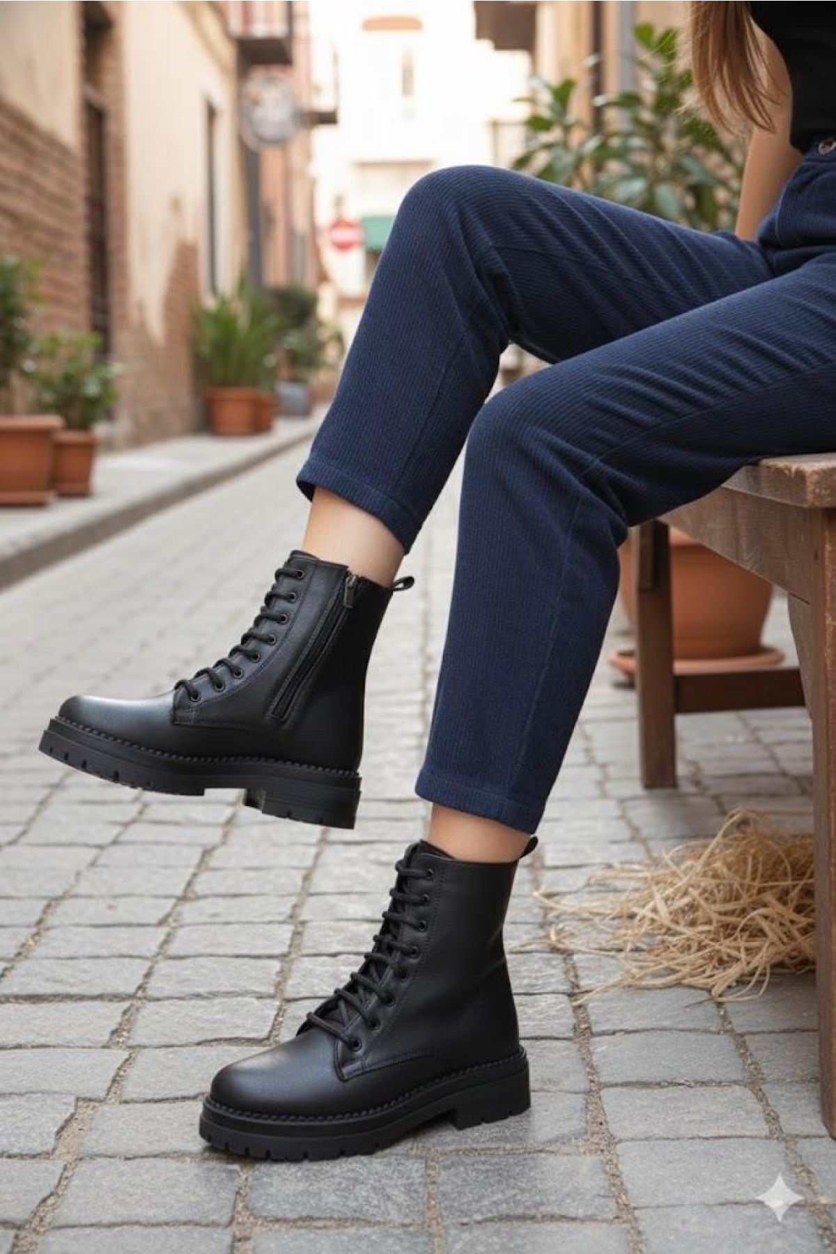 5255 Rahat Fermuarlı Bağçıklı Kaymaz Taban Sıcak Astar Kadın Bot - Görsel 3