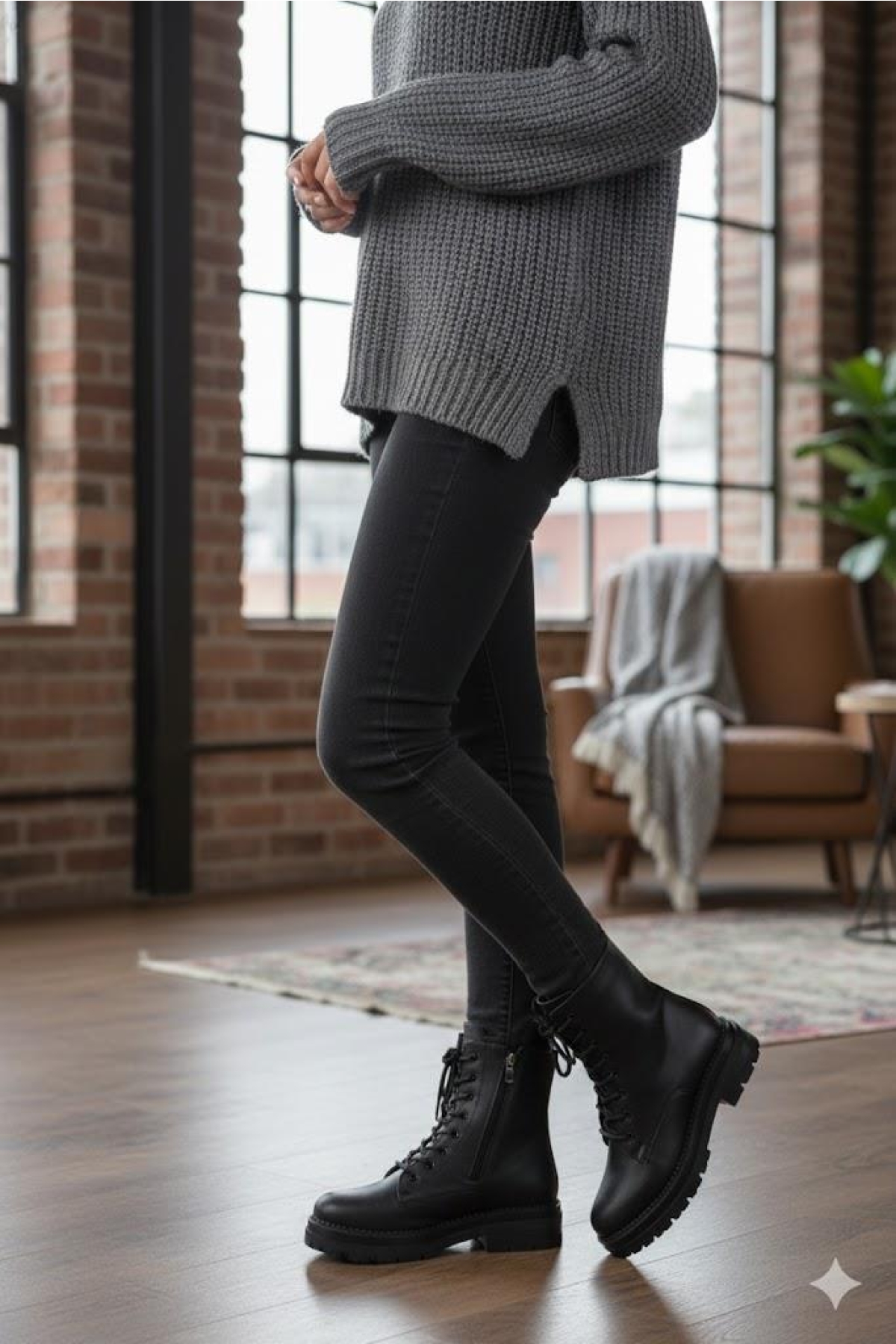 5255 Rahat Fermuarlı Bağçıklı Kaymaz Taban Sıcak Astar Kadın Bot - Görsel 7