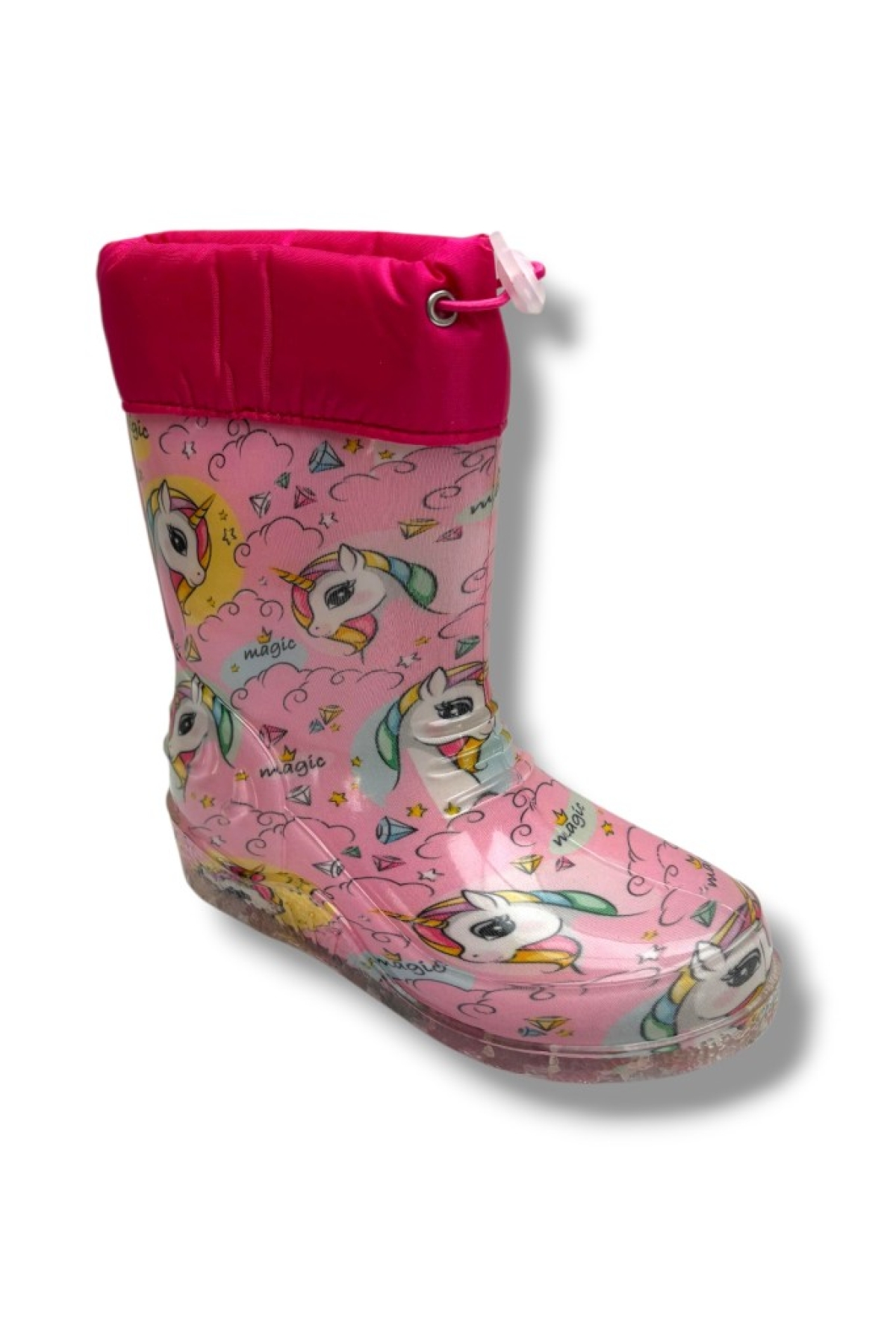 5 454-26 Unicorn Kürklü Su Geçirmez Yağmur Kız Çocuk Çizme 28-37 - Görsel 2
