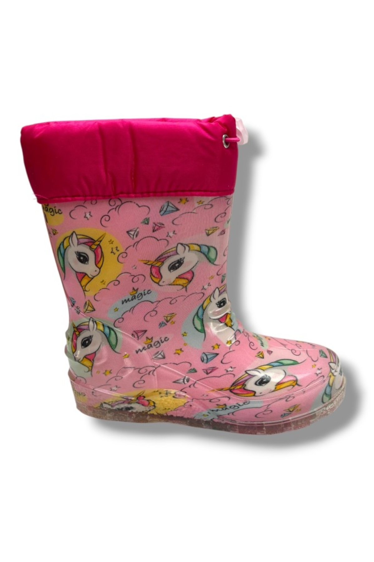 5 454-26 Unicorn Kürklü Su Geçirmez Yağmur Kız Çocuk Çizme 28-37 - Görsel 3