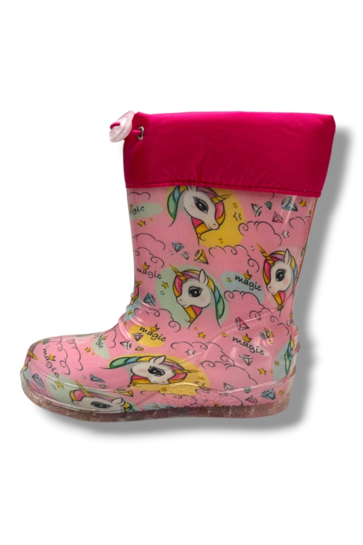 5 454-26 Unicorn Kürklü Su Geçirmez Yağmur Kız Çocuk Çizme 28-37 - Görsel 4