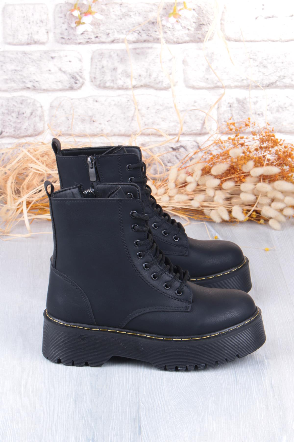 1188 Şanzel Sıcak Astar 4,5 Cm Yüksek Kalın Taban Kadın Bot - Görsel 6