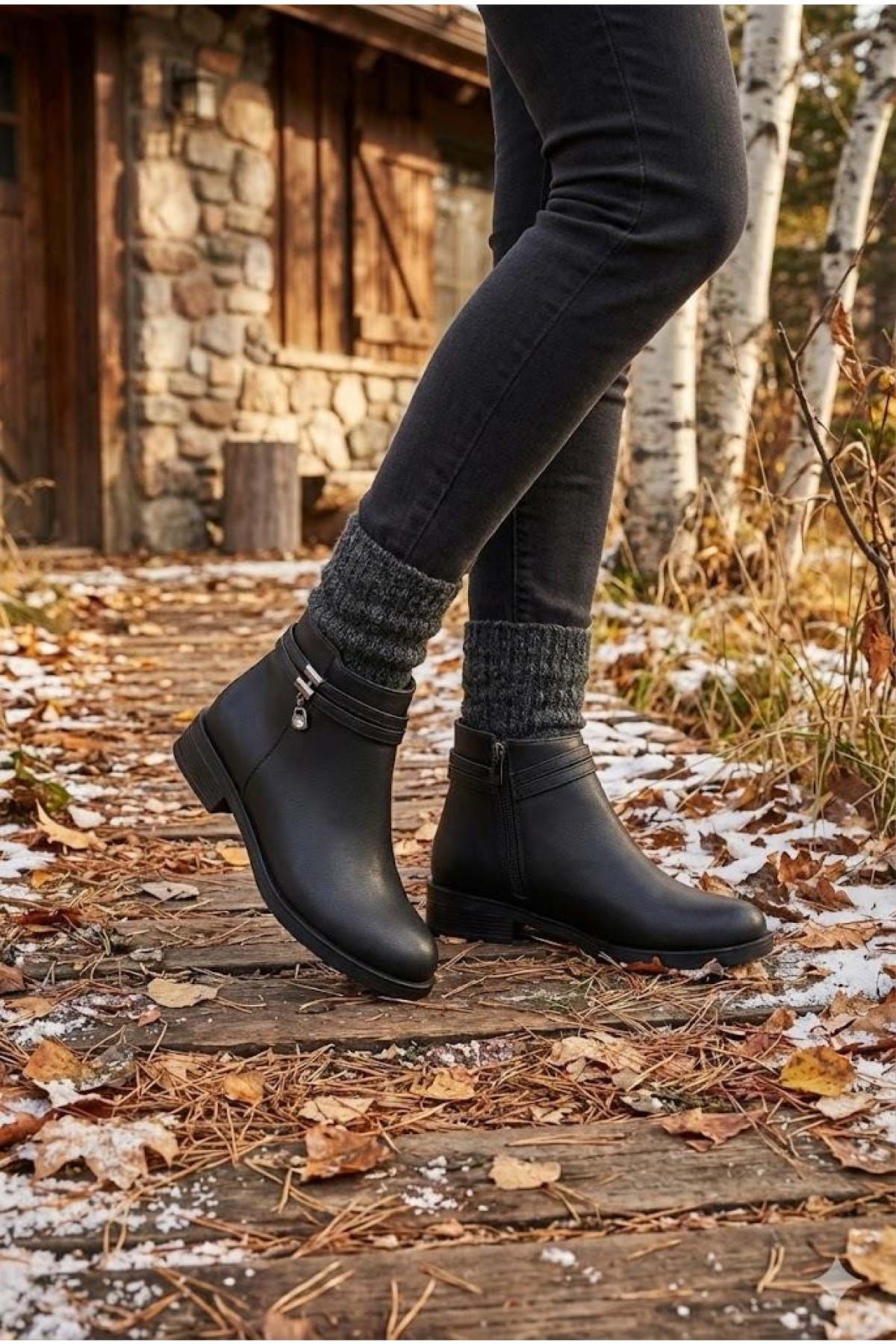 51154 Sedef Rahat Esnek Sıcak Astar Kaymaz Taban Kadın Bot - Görsel 4