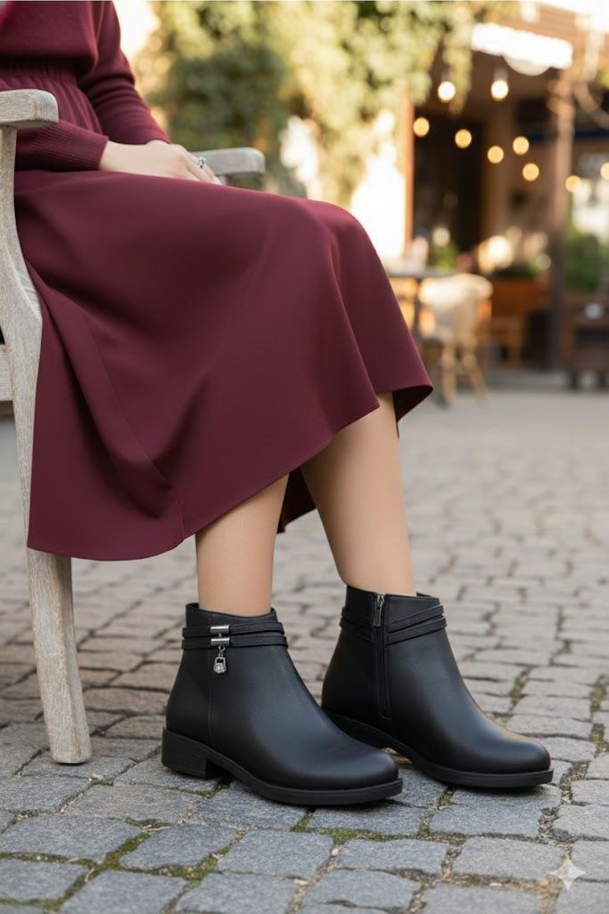 51154 Sedef Rahat Esnek Sıcak Astar Kaymaz Taban Kadın Bot - Görsel 8