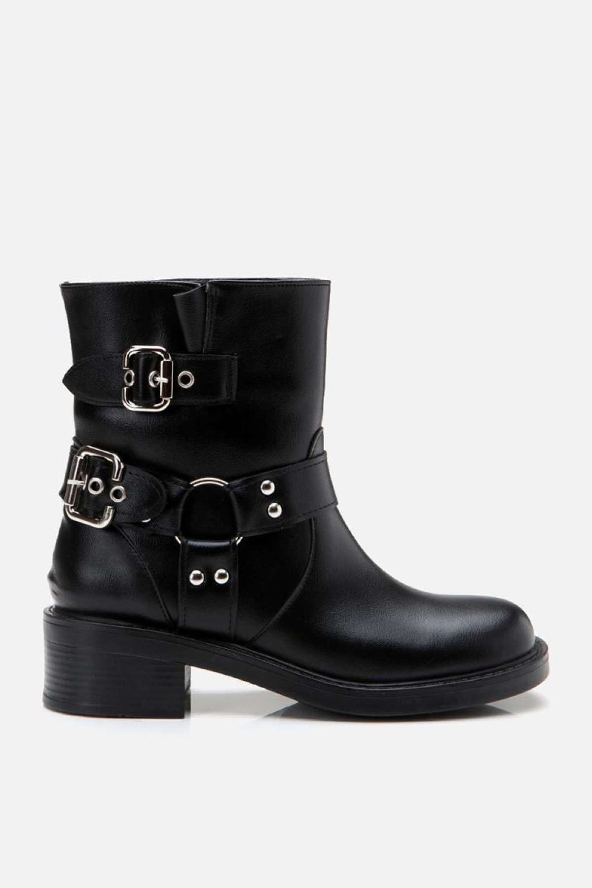 Siyah Kadın Tokalı Düz Bot - Görsel 2