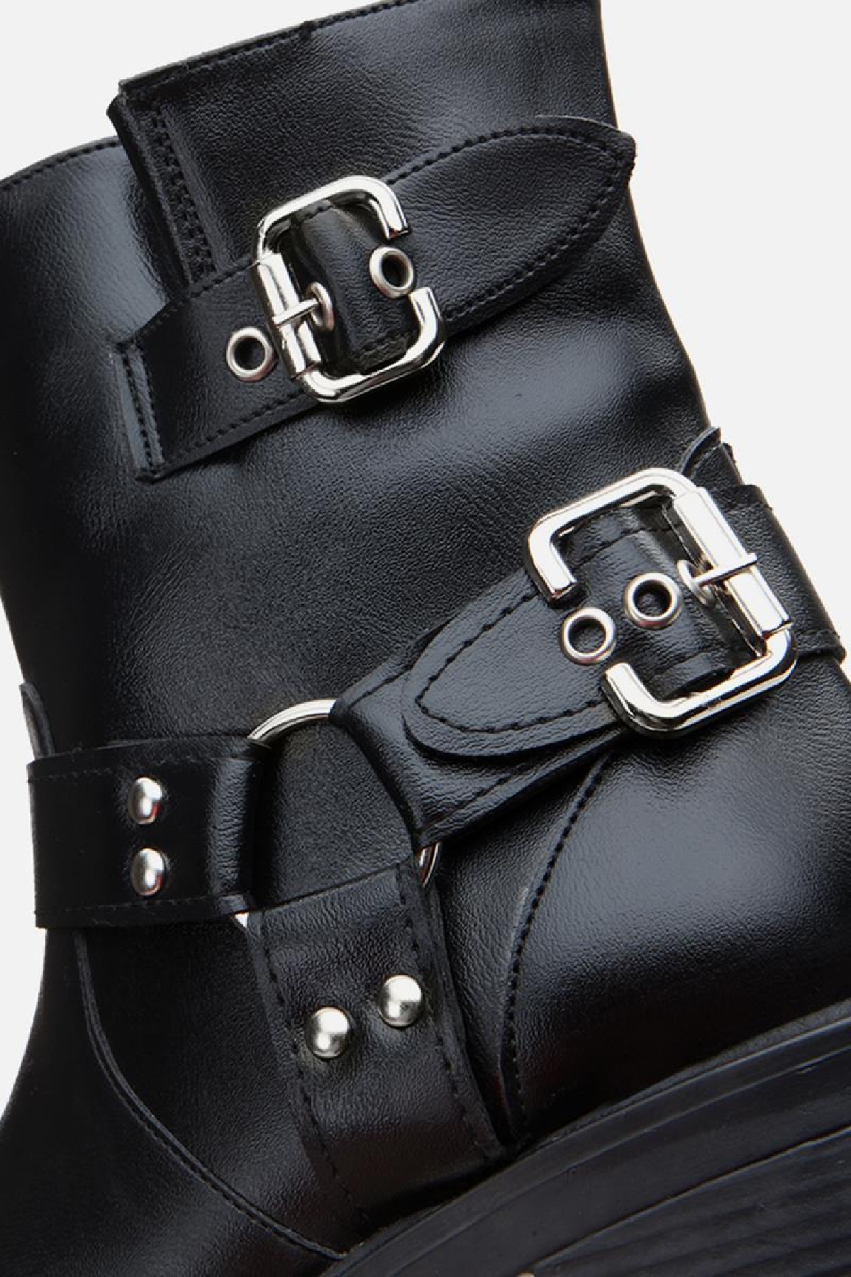 Siyah Kadın Tokalı Düz Bot - Görsel 7