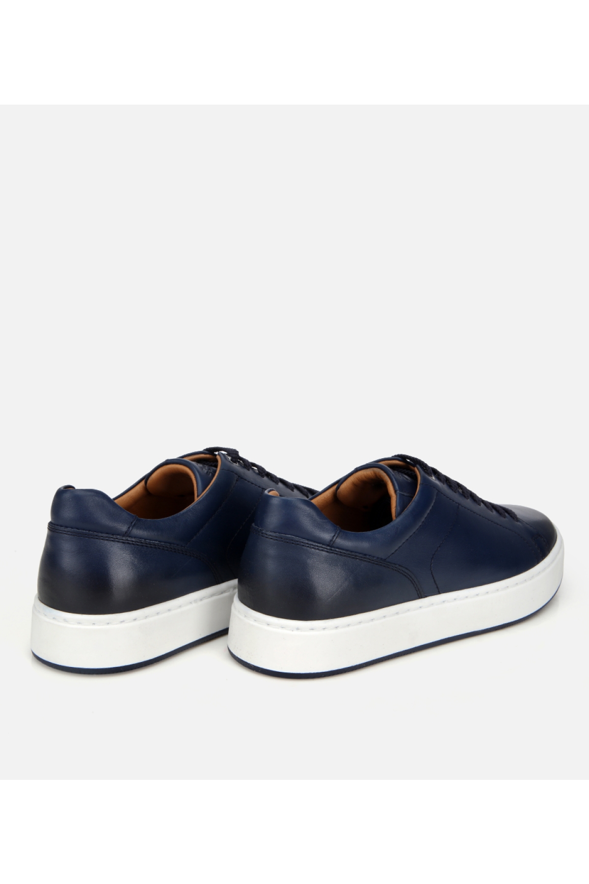 Erkek Deri Lacivert Kalın Tabanlı Spor Ayakkabı - Görsel 5