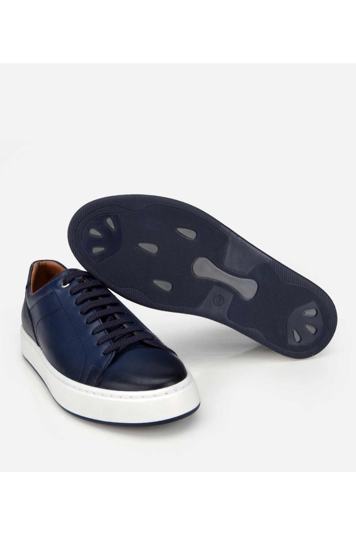 Erkek Deri Lacivert Kalın Tabanlı Spor Ayakkabı - Görsel 7