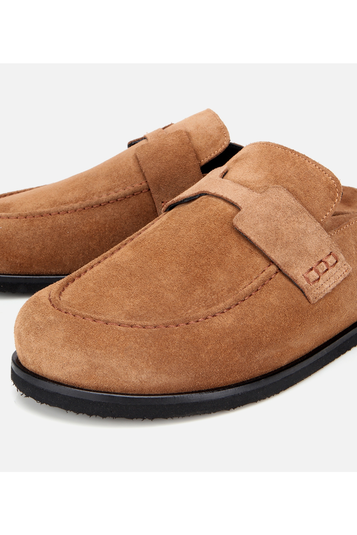 Erkek Süet Taba Kahverengi Düz Terlik - Görsel 4