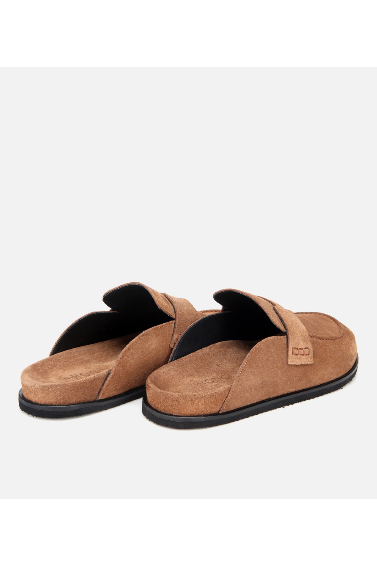 Erkek Süet Taba Kahverengi Düz Terlik - Görsel 5