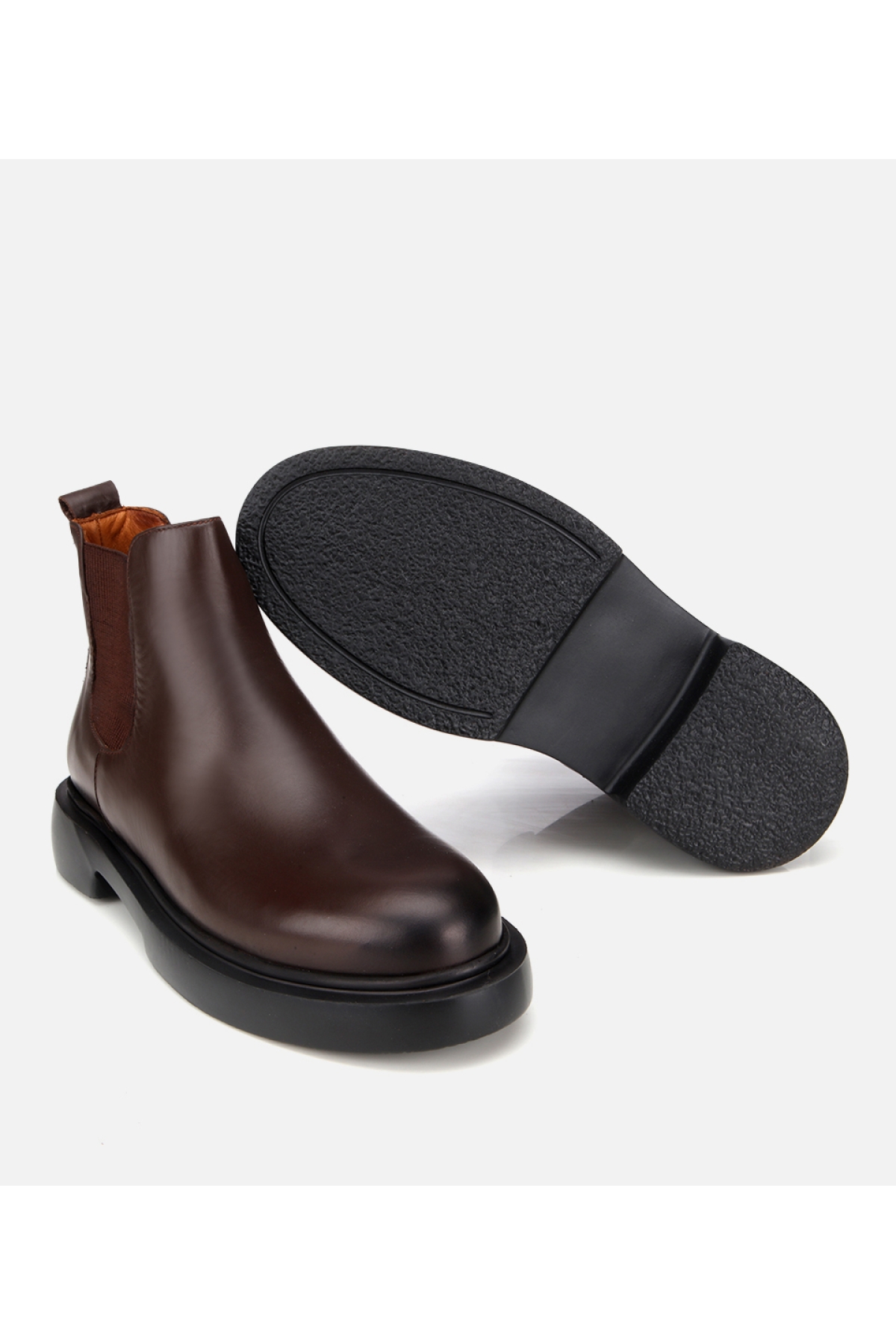 Erkek Deri Kahverengi Lastik Detaylı Chelsea Bot - Görsel 7