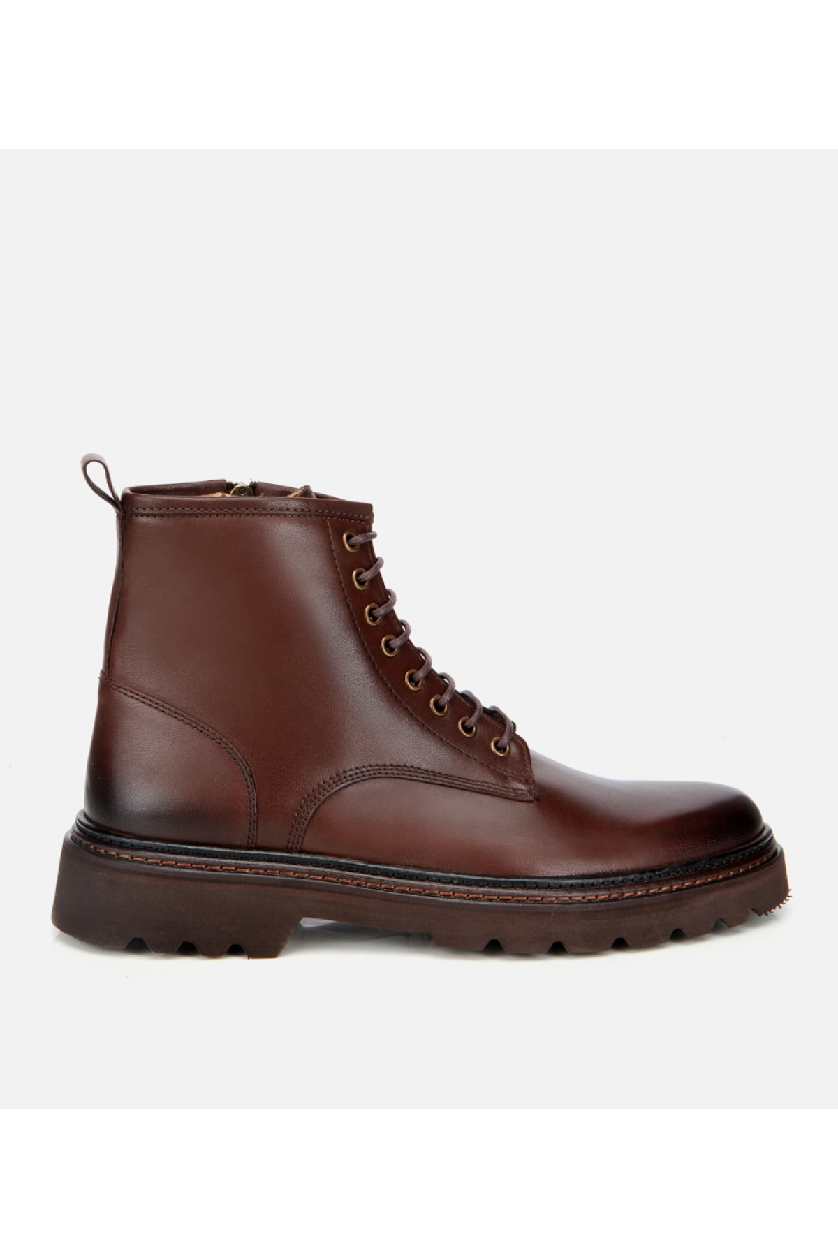 Erkek Deri Kahverengi Fermuarlı Kalın Tabanlı Casual Bot - Görsel 2