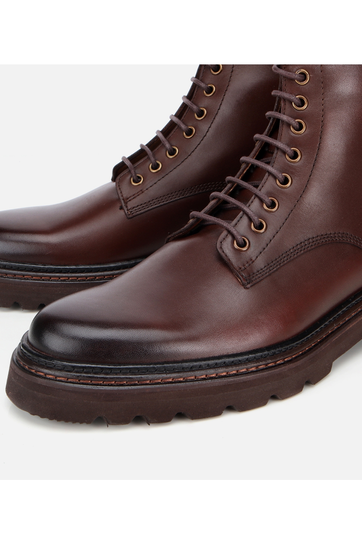 Erkek Deri Kahverengi Fermuarlı Kalın Tabanlı Casual Bot - Görsel 4